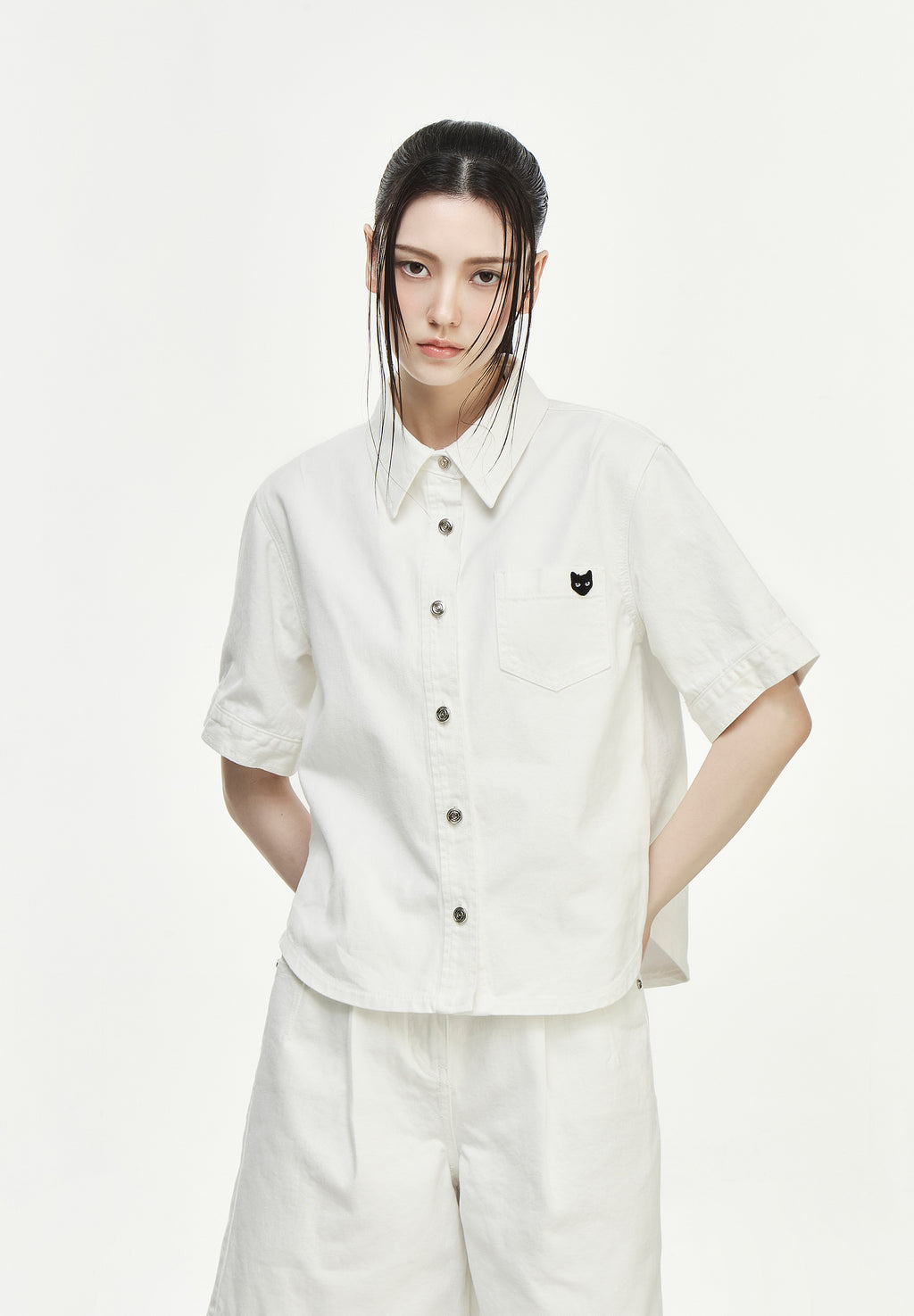 PANTHER DENIM HALF SHIRT