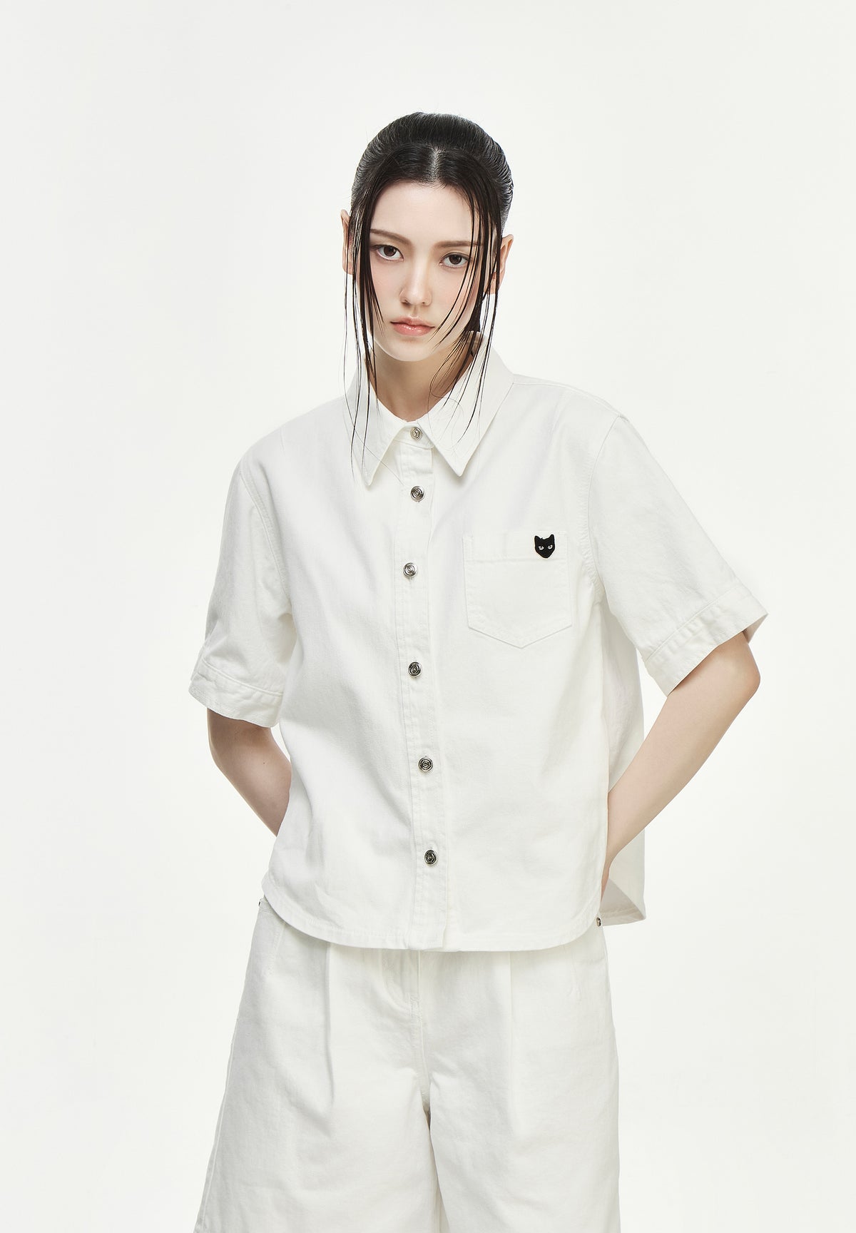 PANTHER DENIM HALF SHIRT