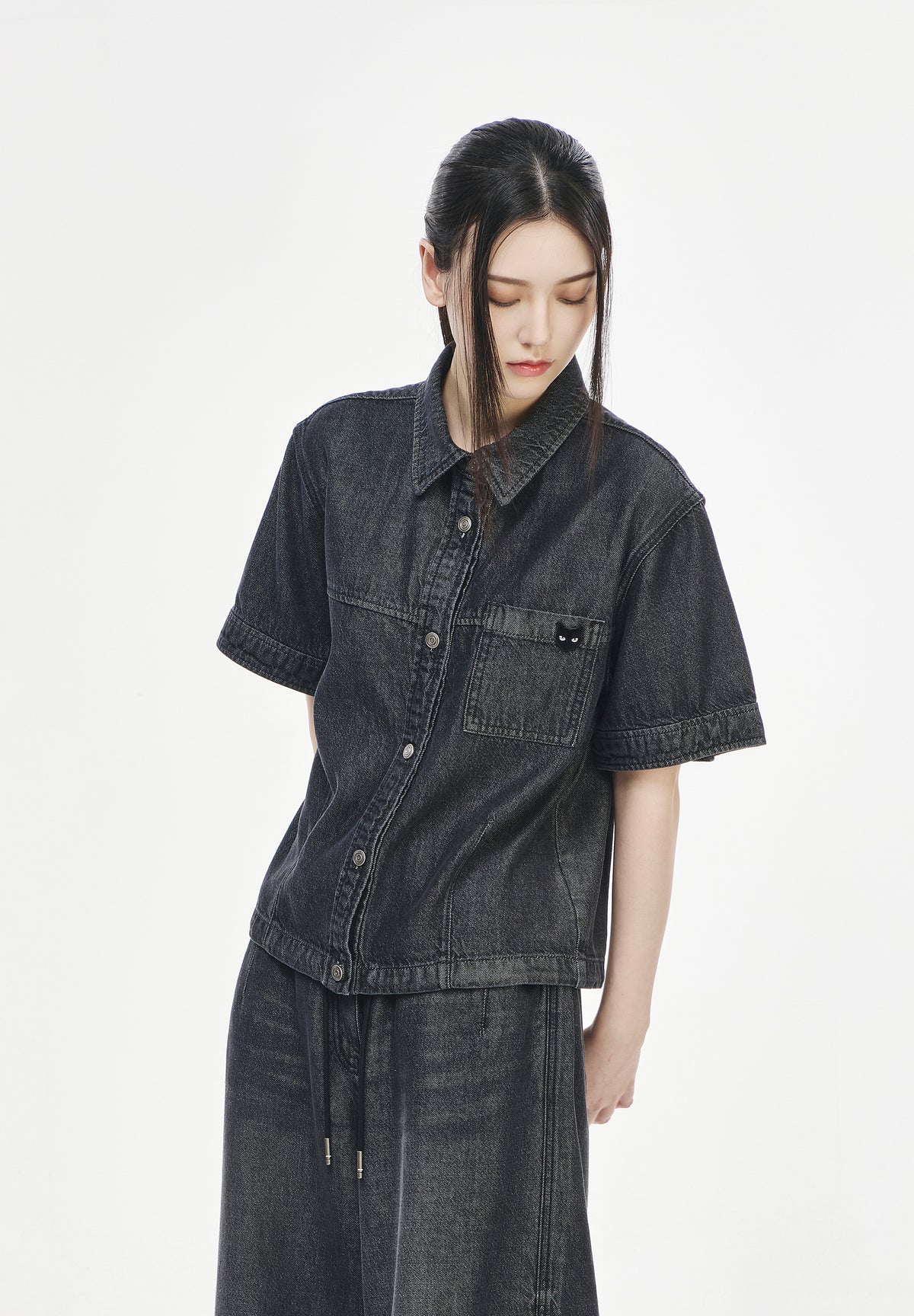 PANTHER DENIM STRING HALF SHIRT