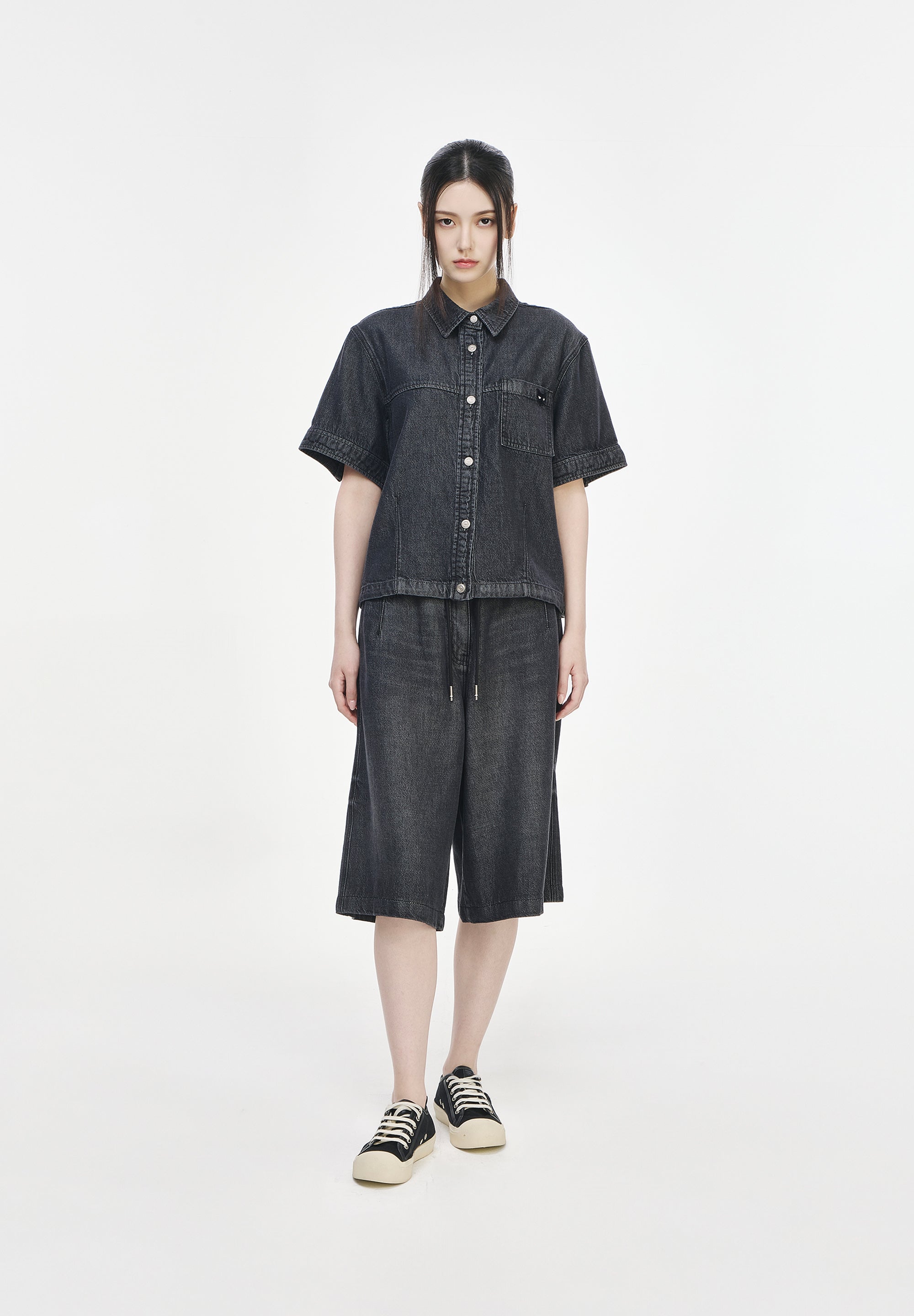 PANTHER DENIM STRING HALF SHIRT