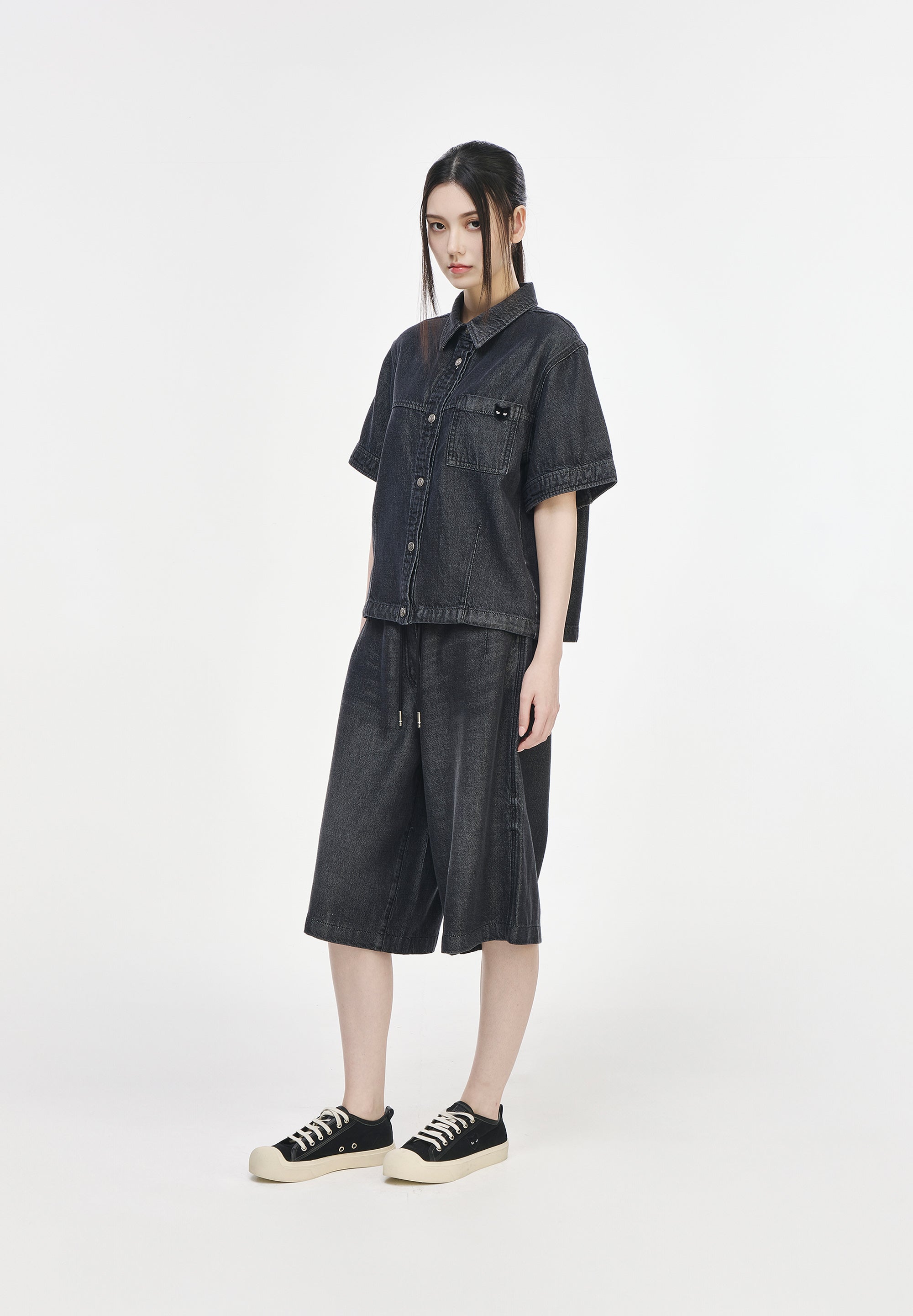 PANTHER DENIM STRING HALF SHIRT