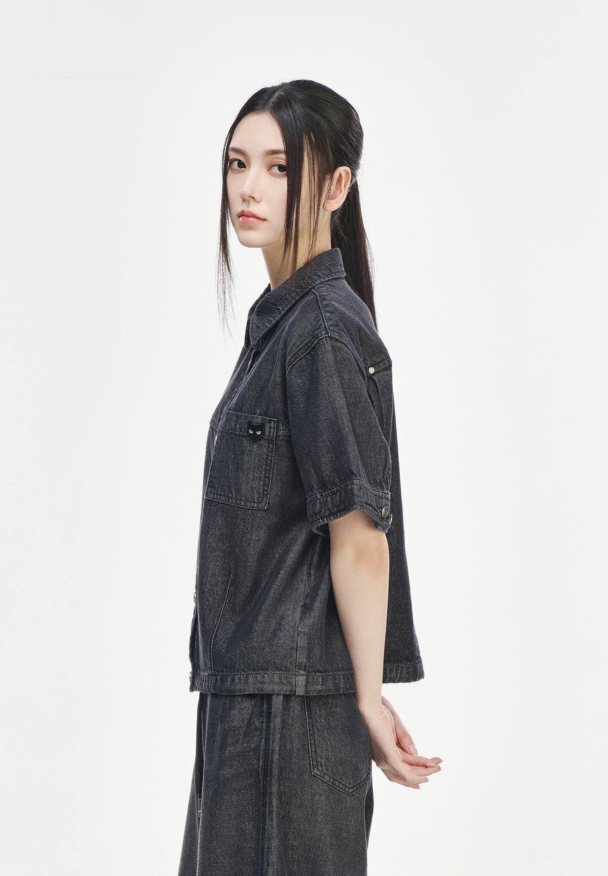 PANTHER DENIM STRING HALF SHIRT