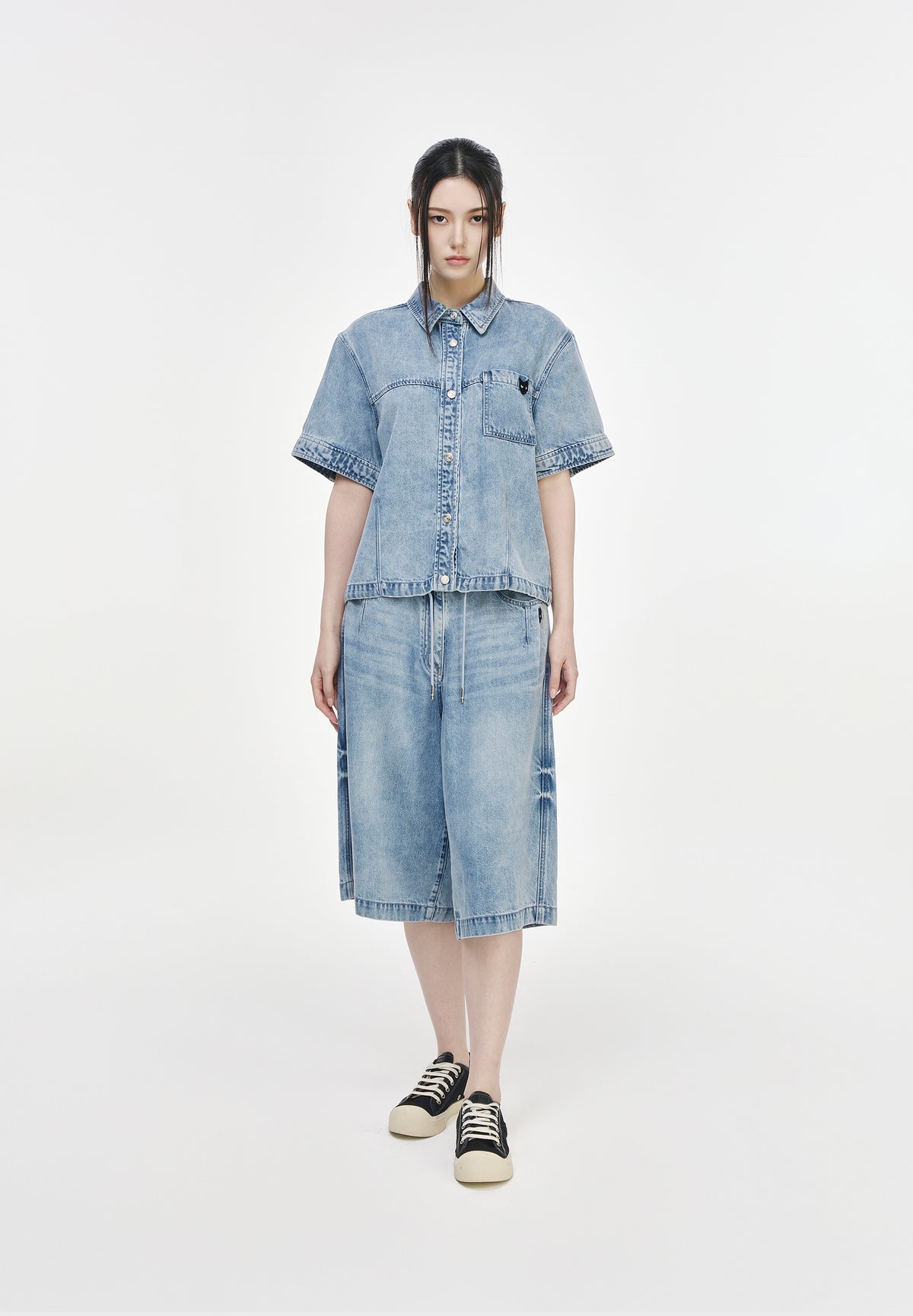 PANTHER DENIM STRING HALF SHIRT