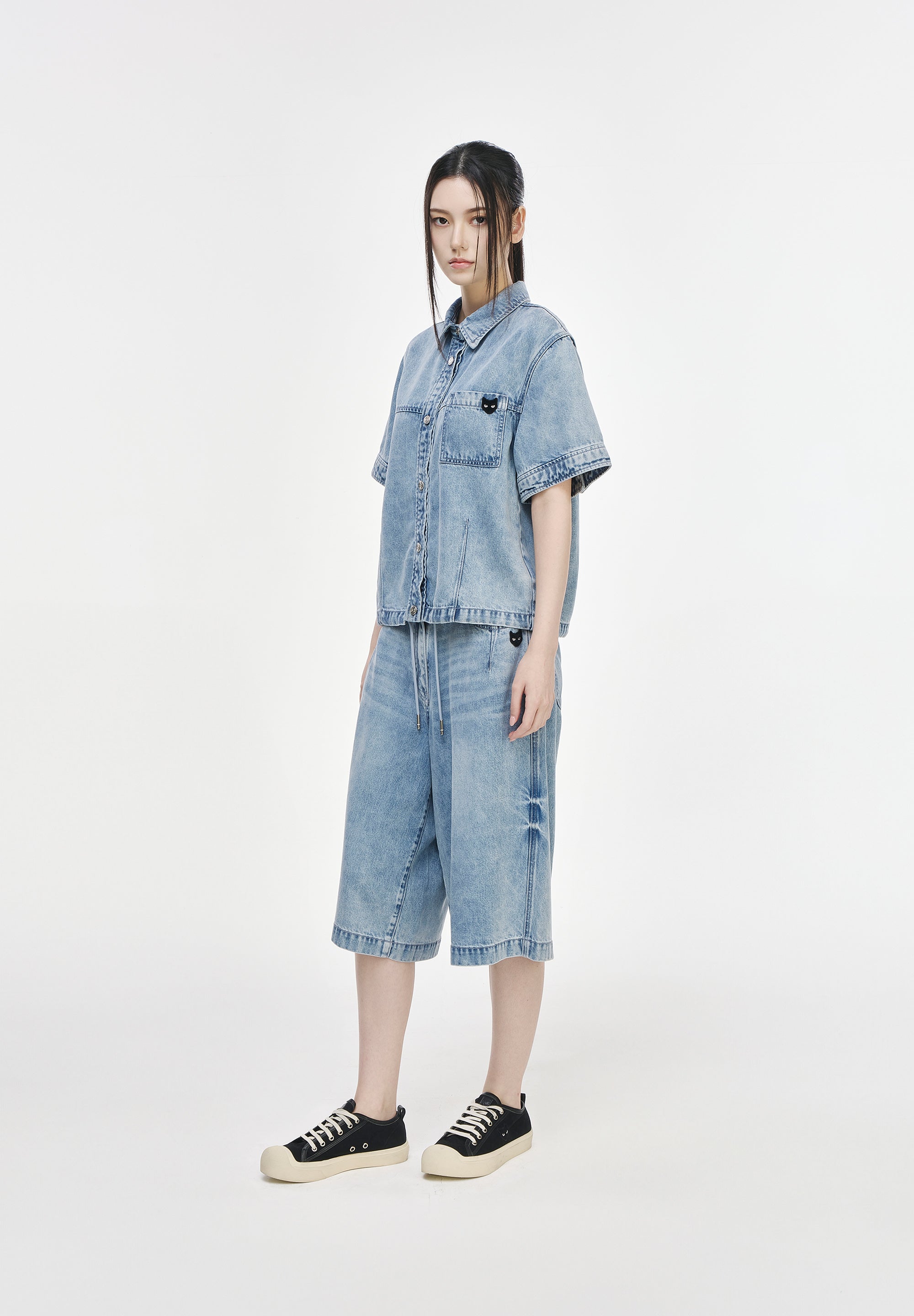 PANTHER DENIM STRING HALF SHIRT