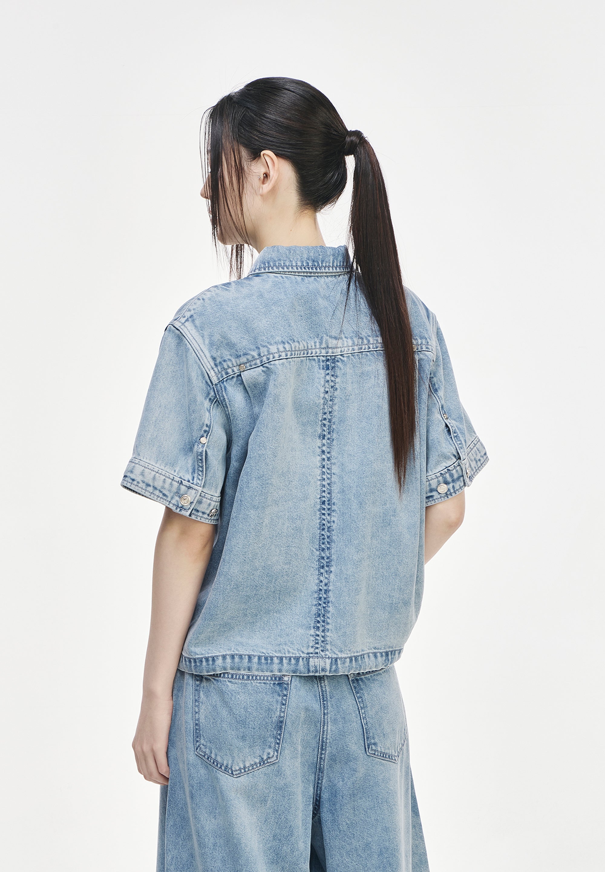 PANTHER DENIM STRING HALF SHIRT