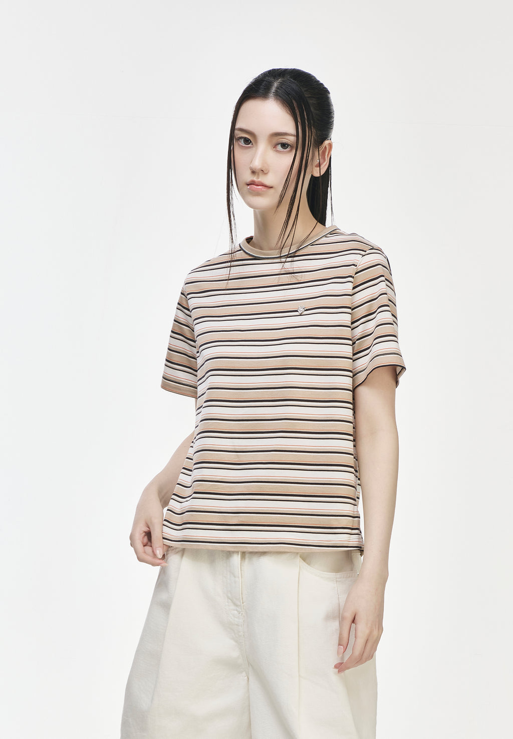 HEART STONE SLIM STRIPE T SHIRT