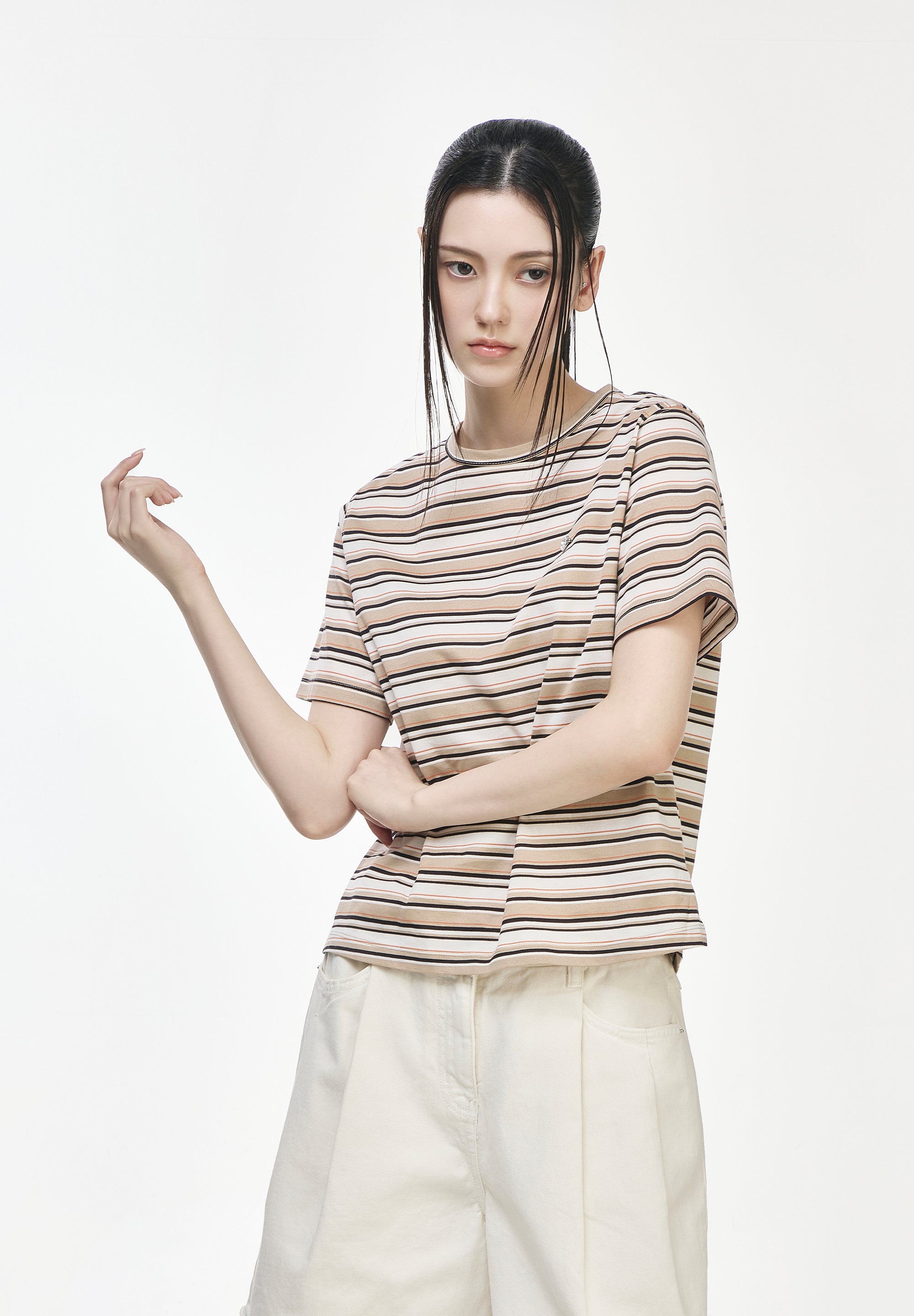 HEART STONE SLIM STRIPE T SHIRT