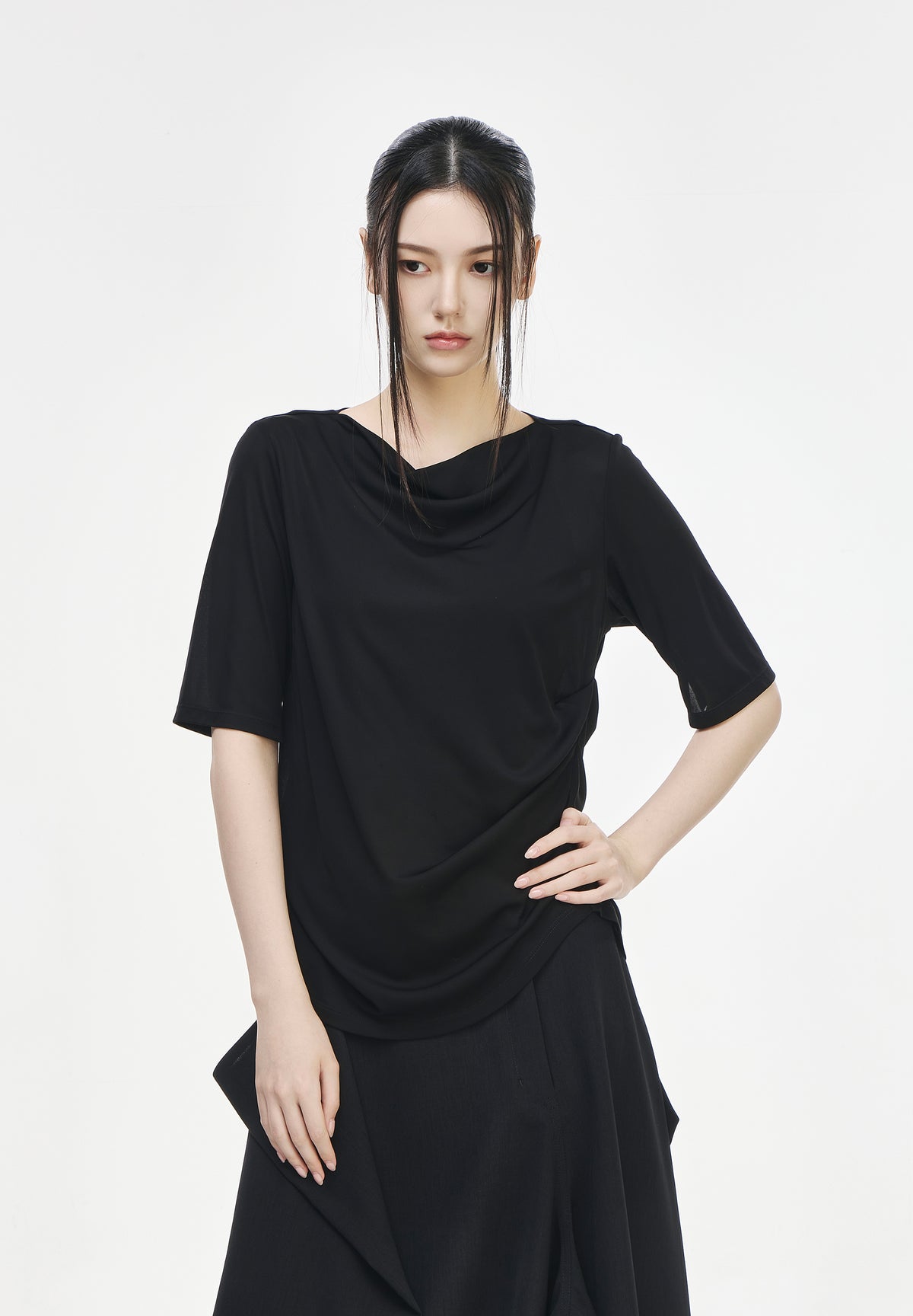 DRAPE BOATNECK LONG SLEEVE