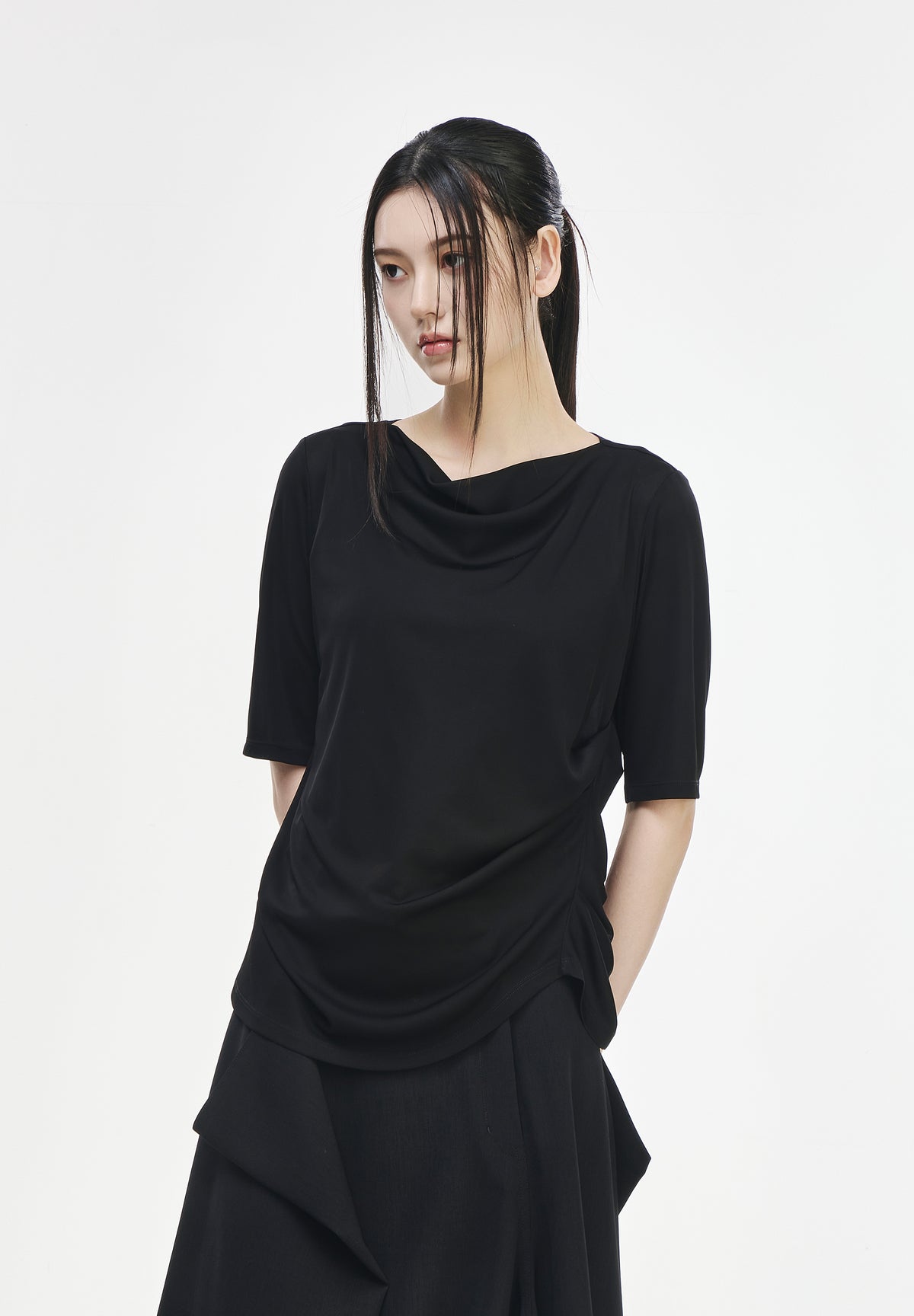 DRAPE BOATNECK LONG SLEEVE