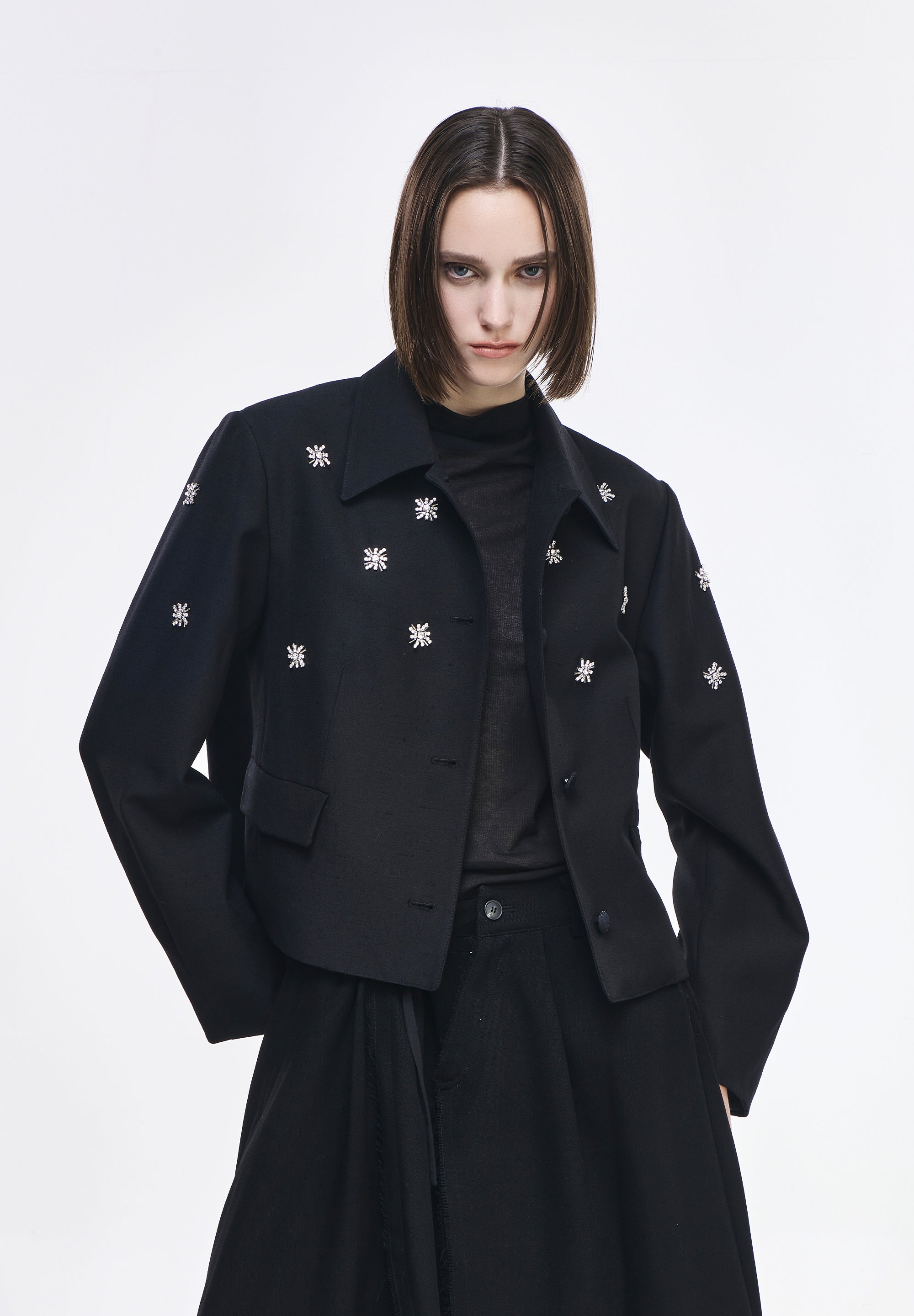 JACQUARD JEWELED JACKET