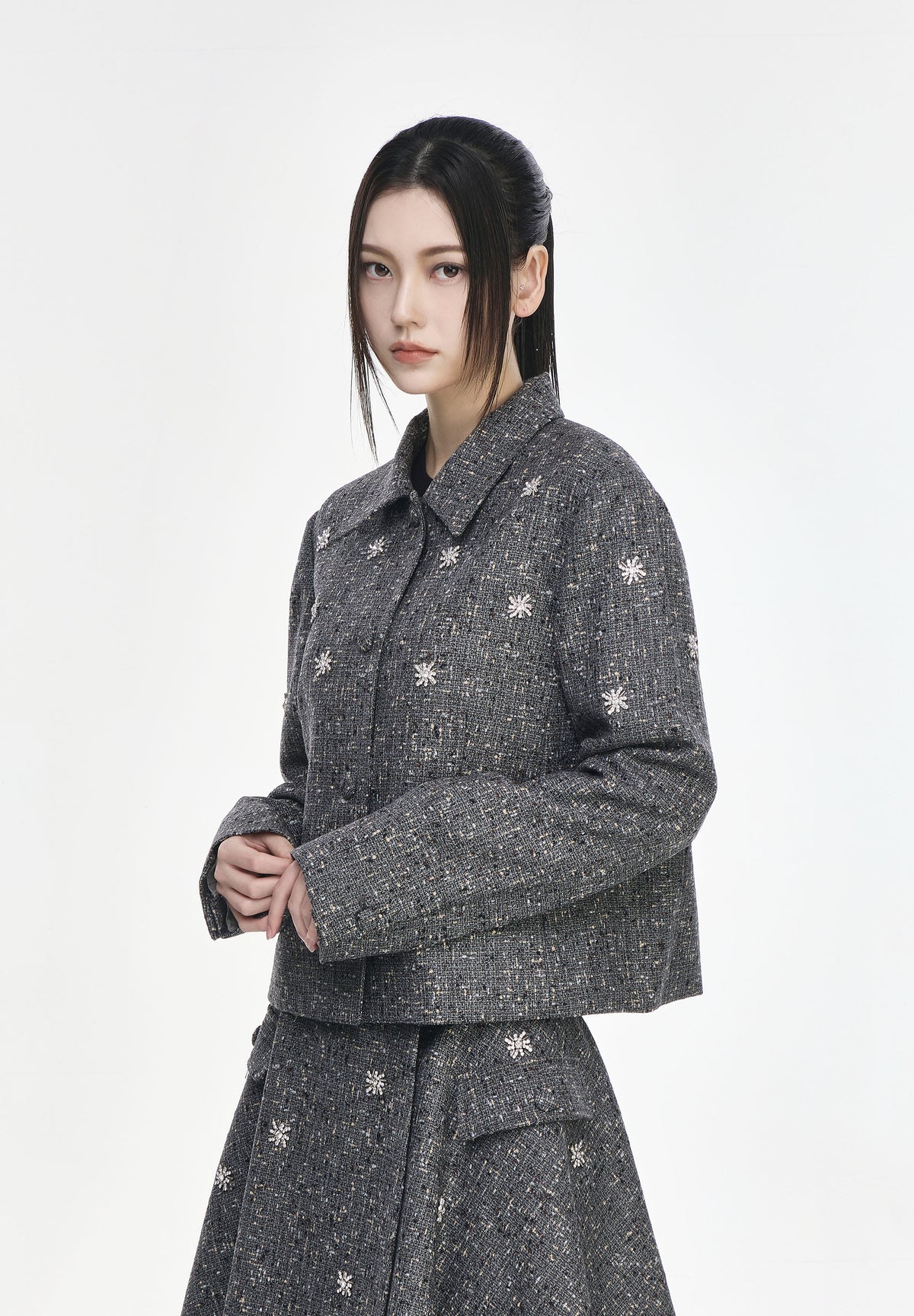 JACQUARD JEWELED JACKET