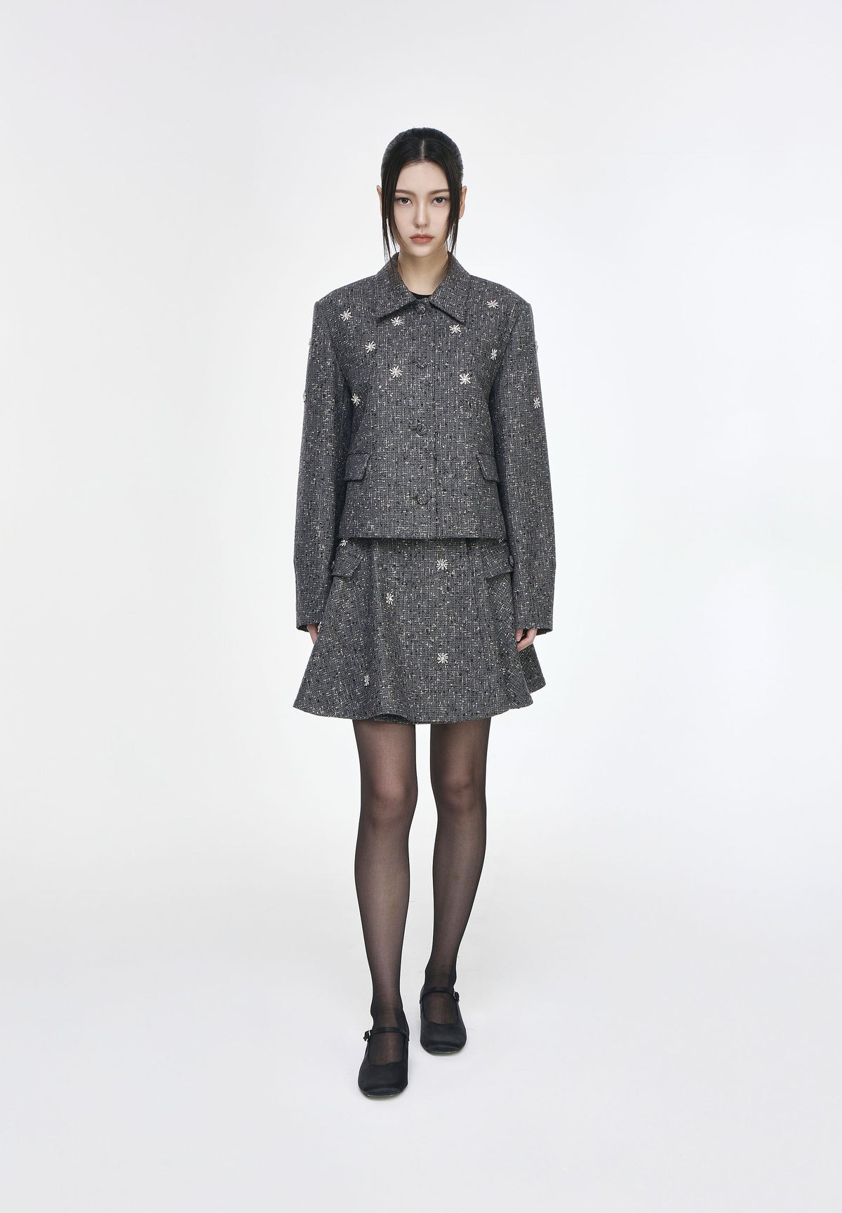 JACQUARD JEWELED JACKET