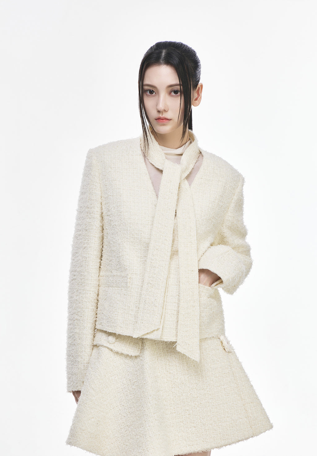 DEEPCUT RIBBON TWEED JACKET