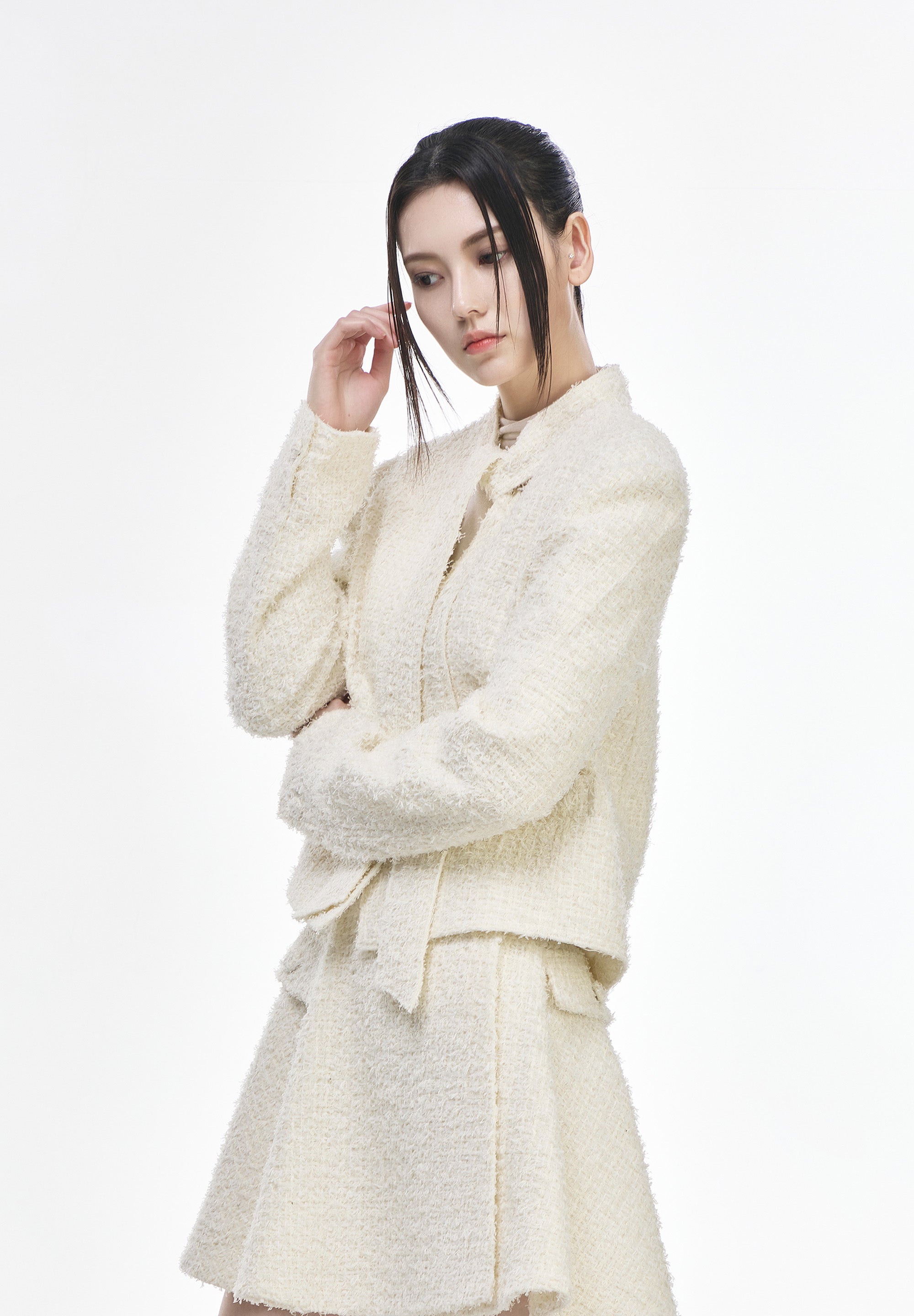 DEEPCUT RIBBON TWEED JACKET
