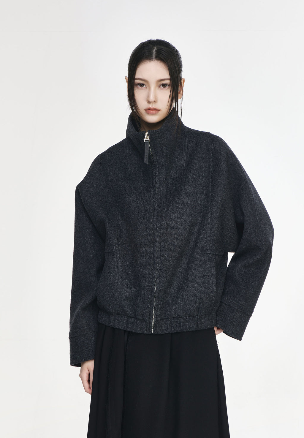 HIGH NECK HANDMADE HERRINGBONE JUMPER