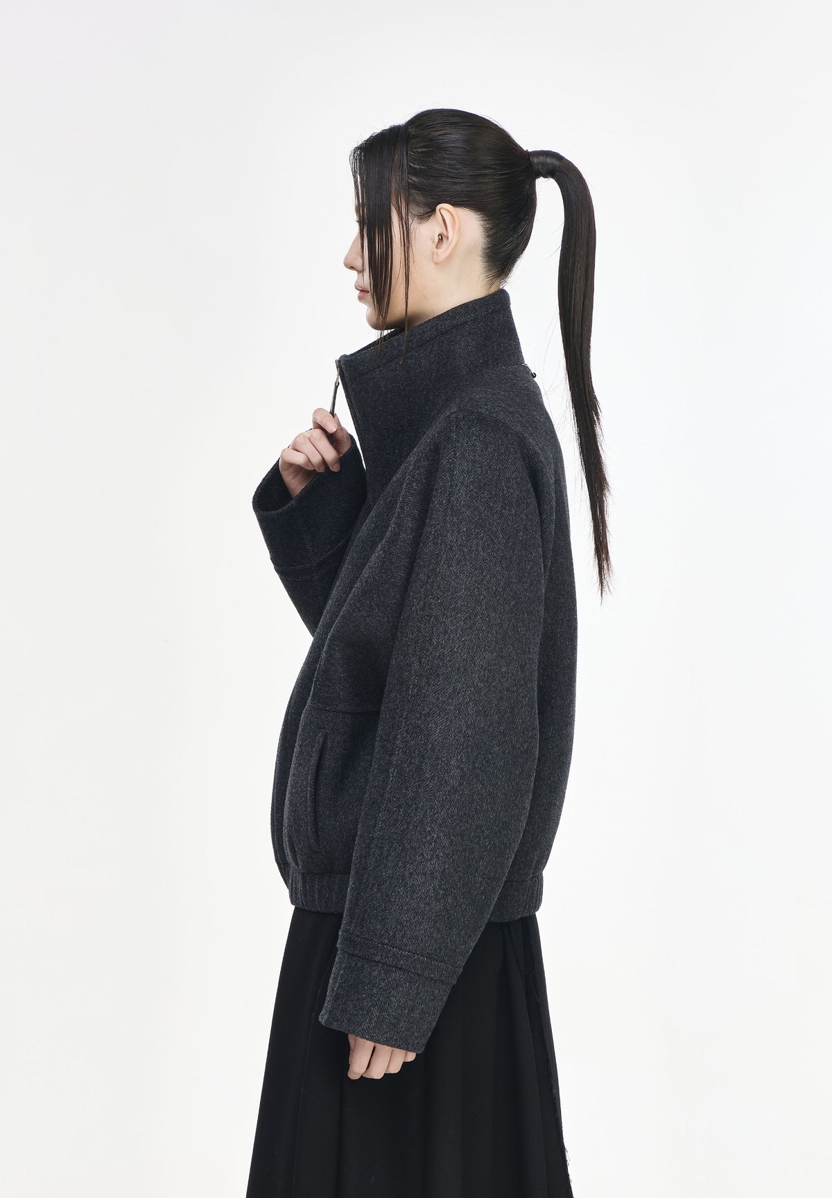 HIGH NECK HANDMADE HERRINGBONE JUMPER