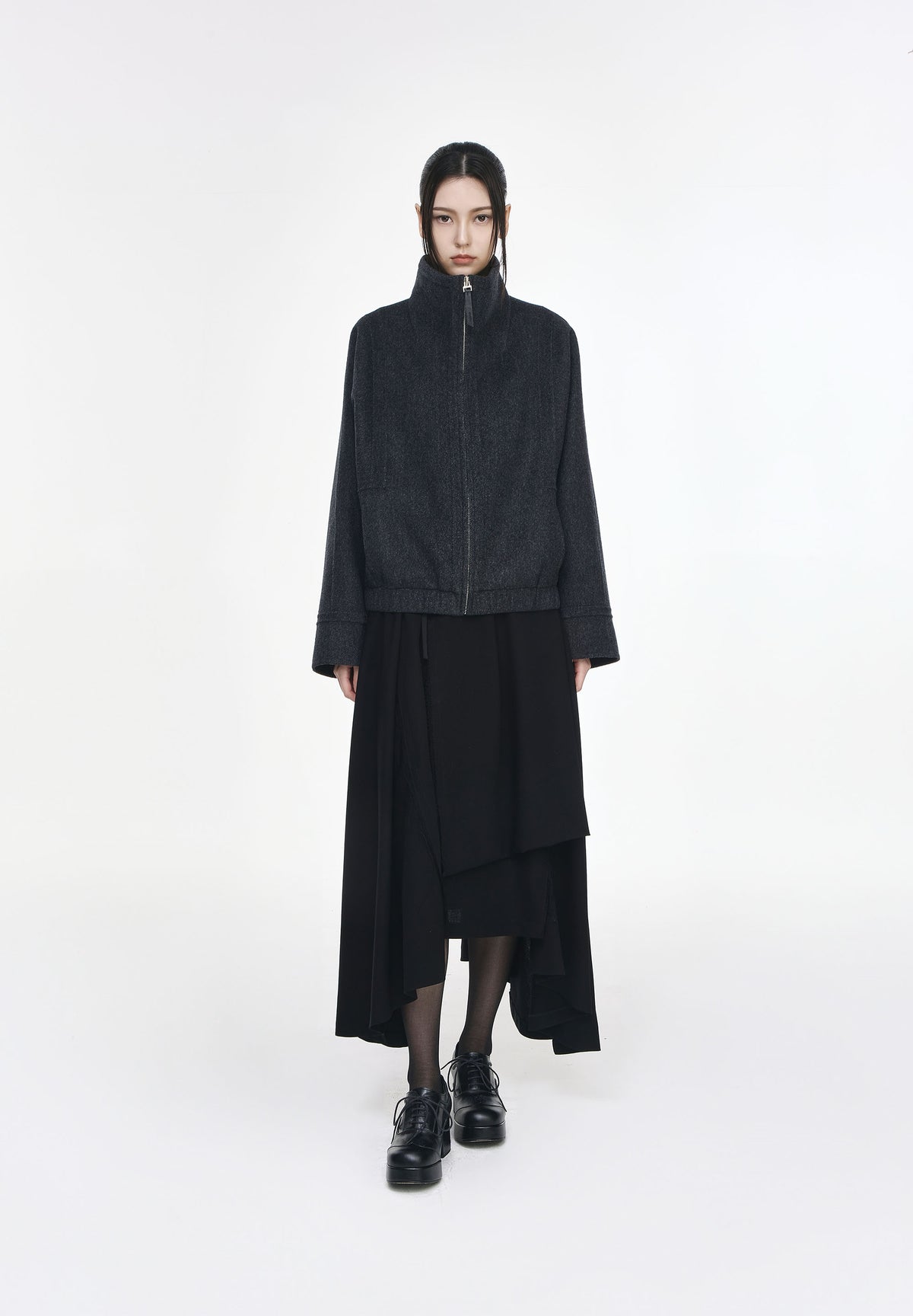 HIGH NECK HANDMADE HERRINGBONE JUMPER