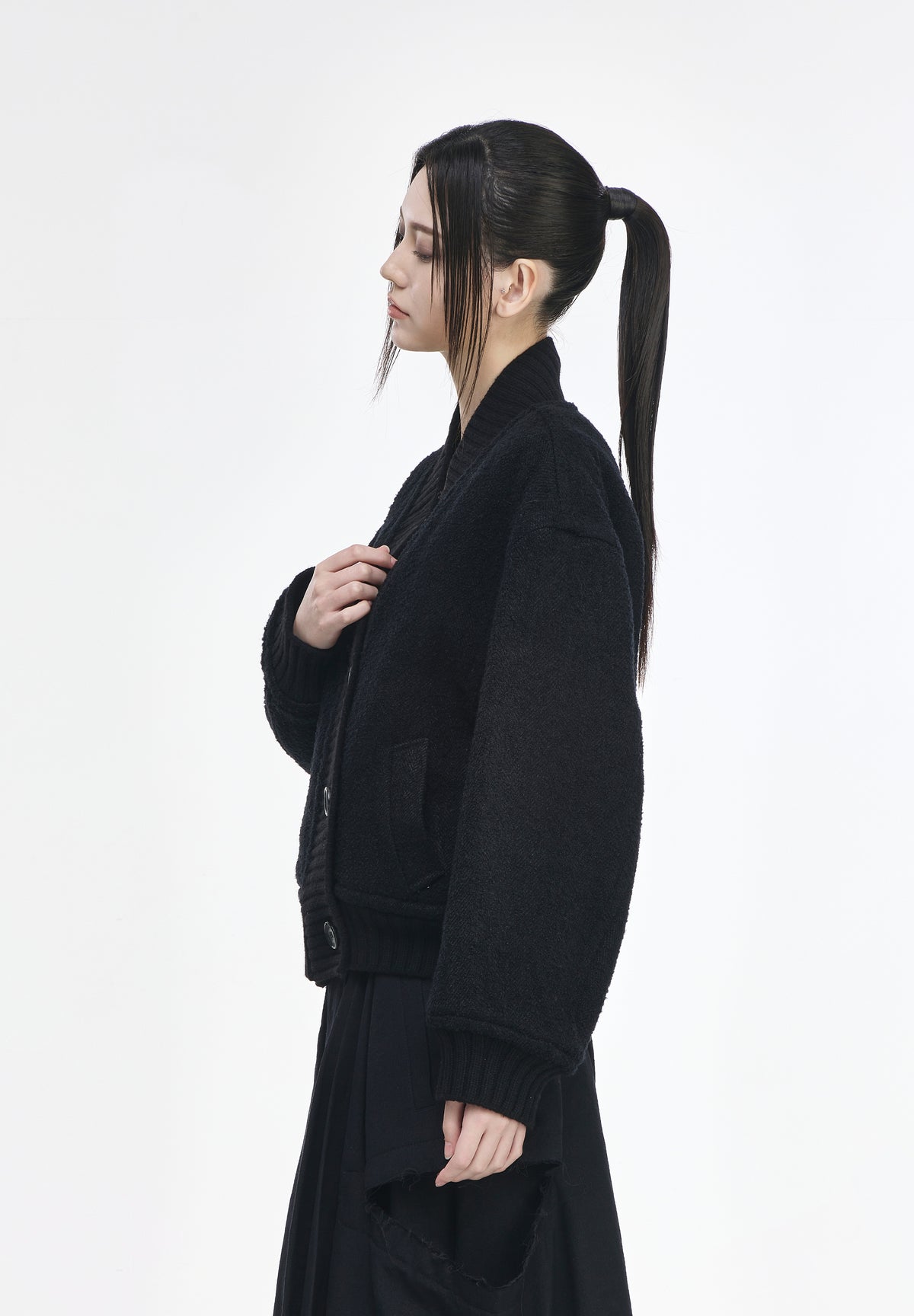 CONCAVE BOUCLE SHAWL JUMPER