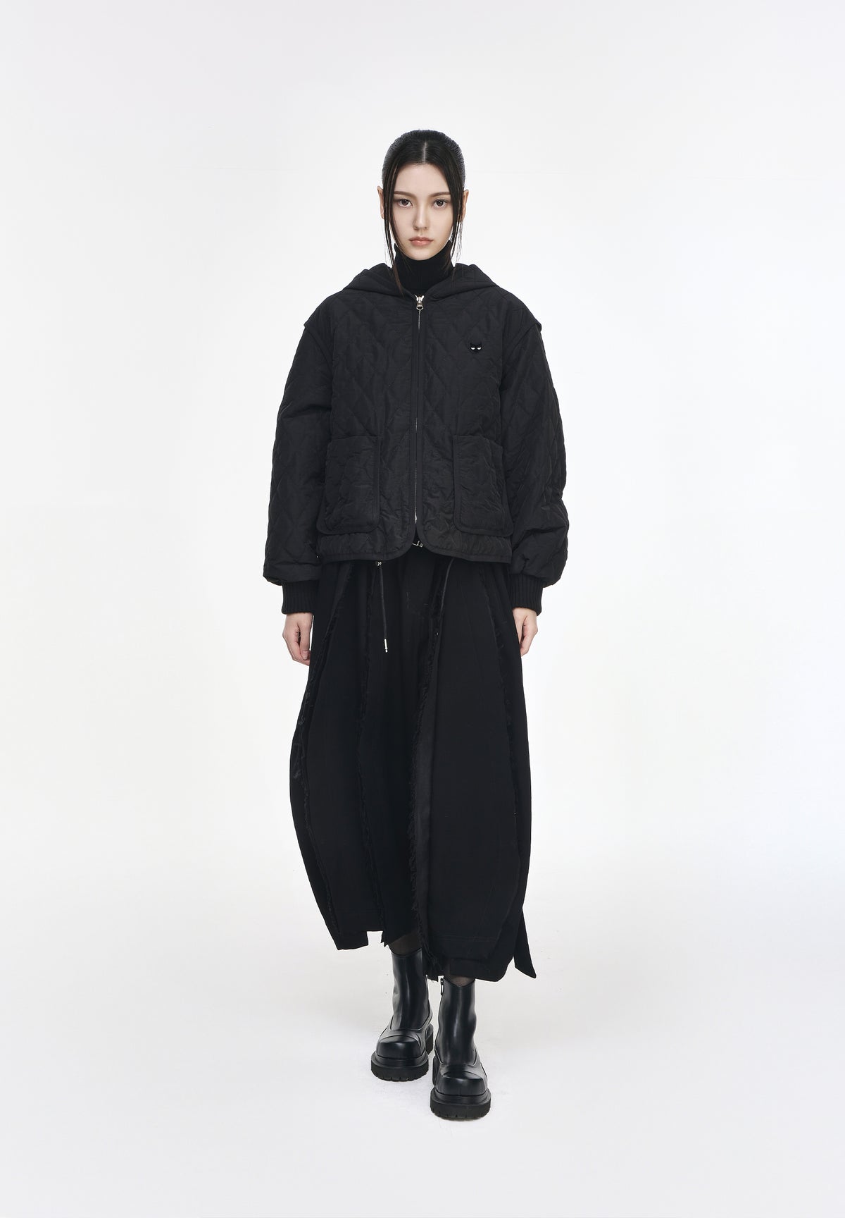 ZZERO PANTHER QUILTING HOOD JUMPER
