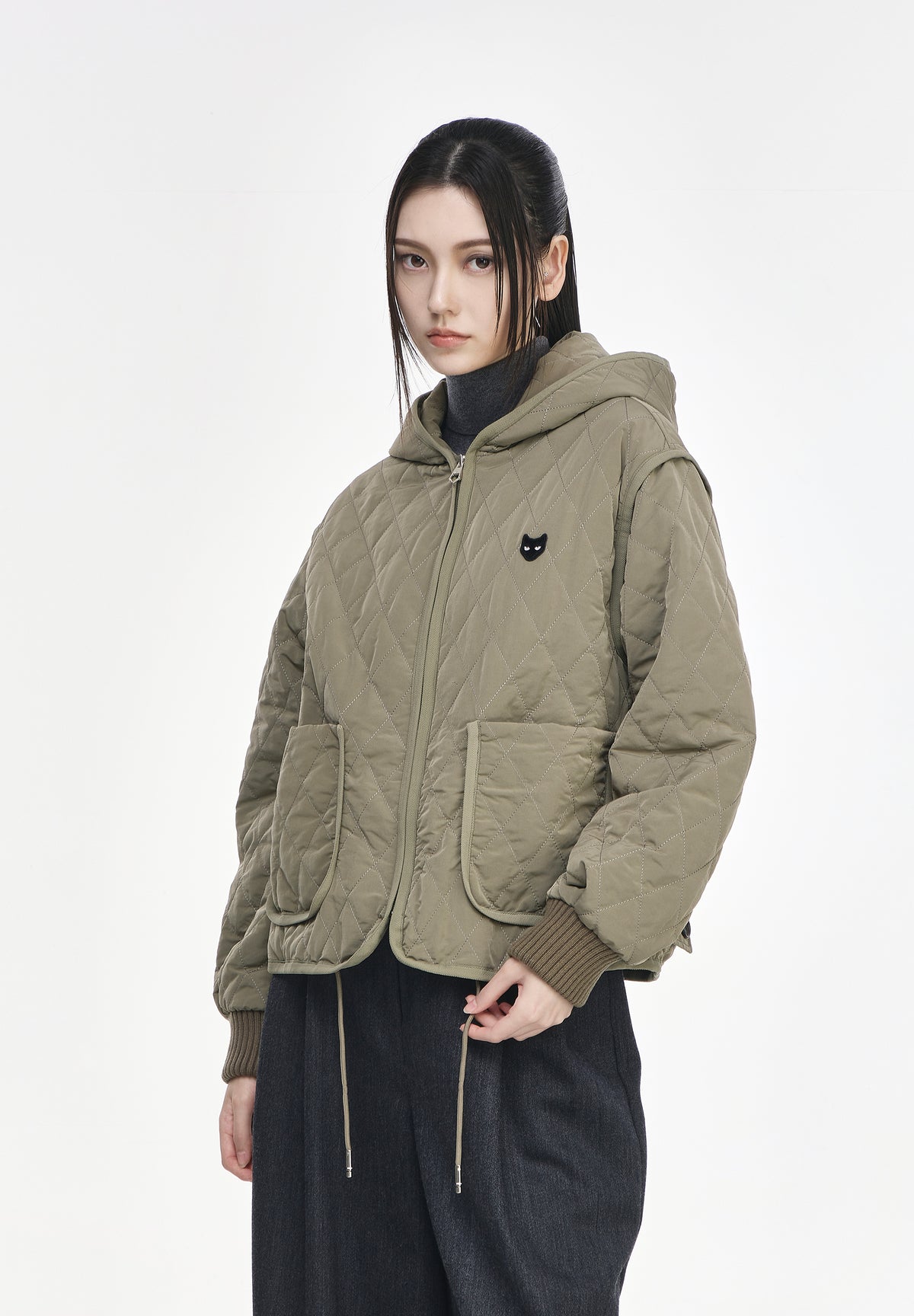 ZZERO PANTHER QUILTING HOOD JUMPER