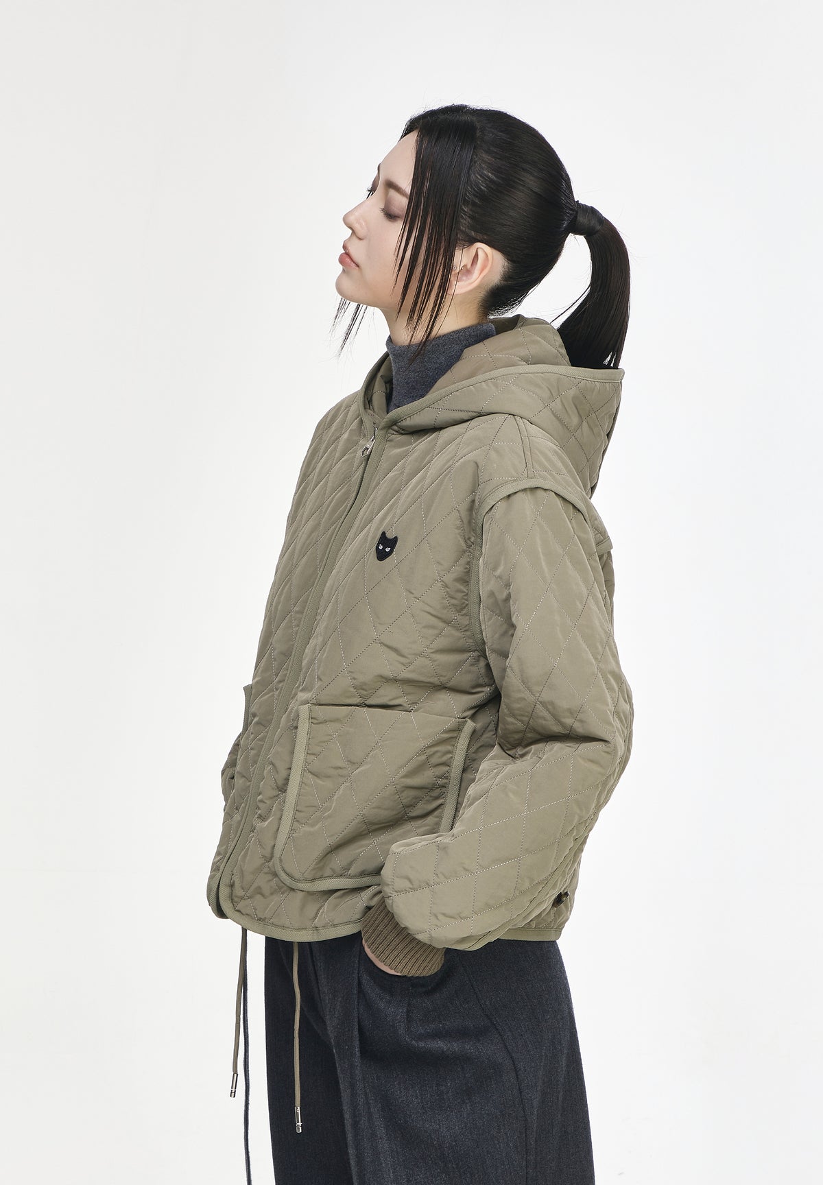 ZZERO PANTHER QUILTING HOOD JUMPER