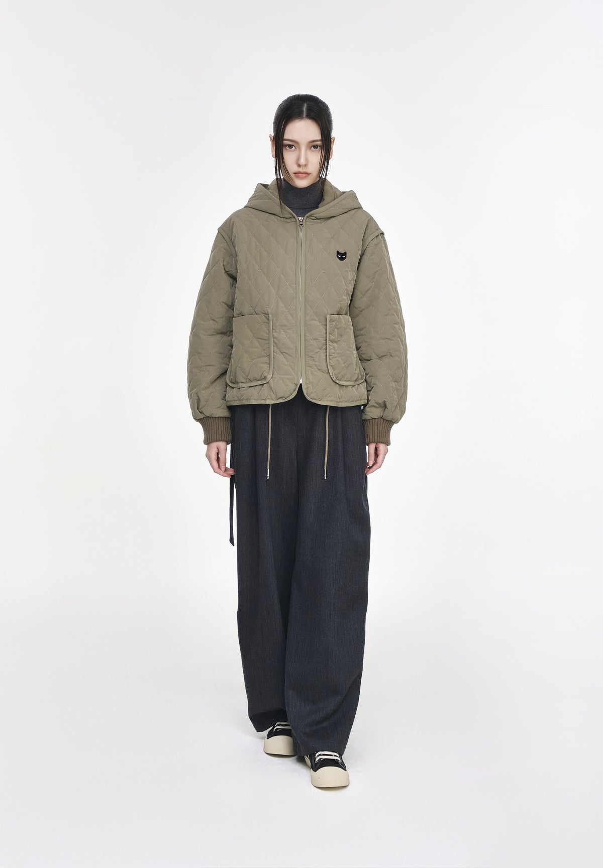 ZZERO PANTHER QUILTING HOOD JUMPER