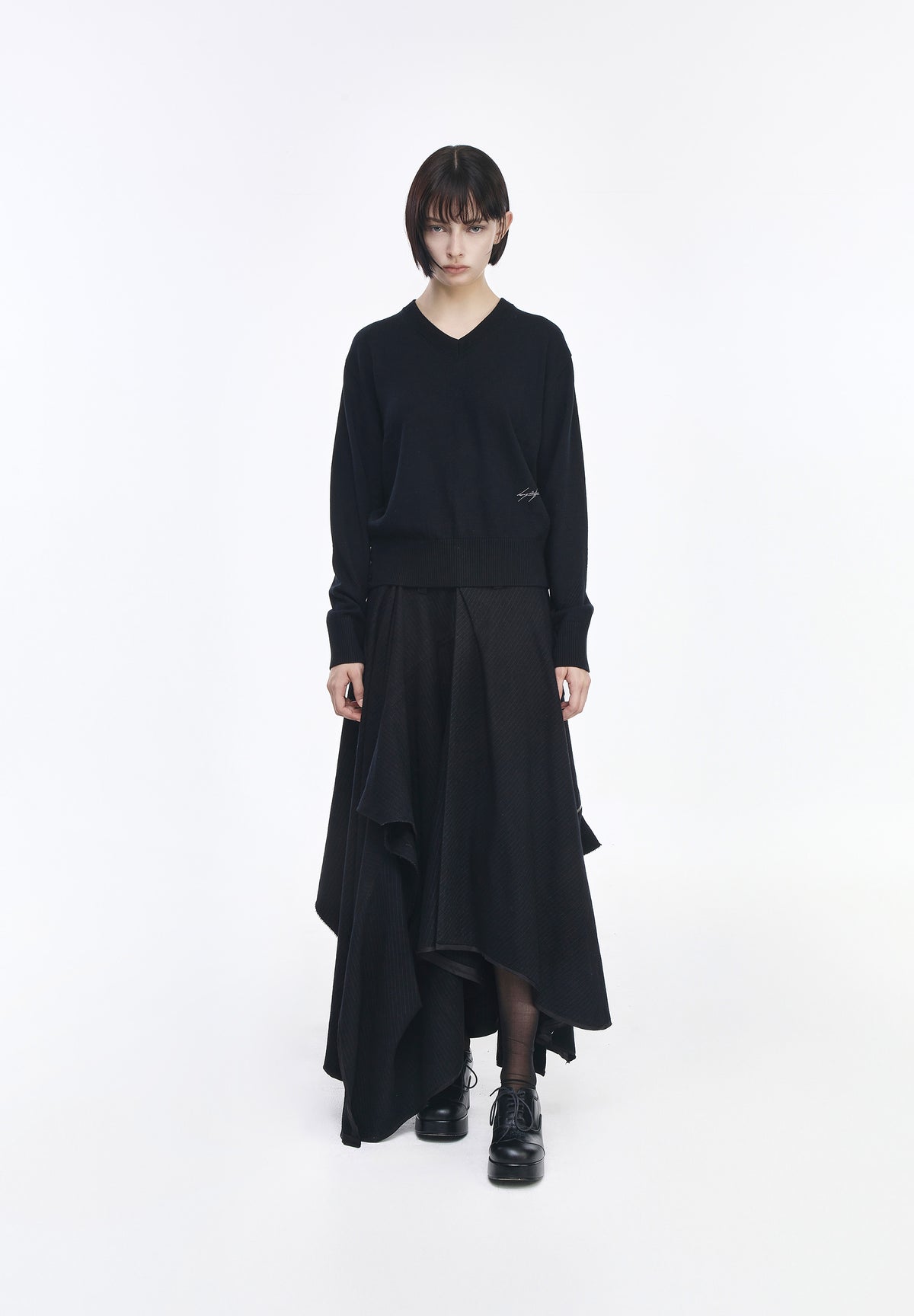 CRESCENT EMBROIDERED V NECK KNIT