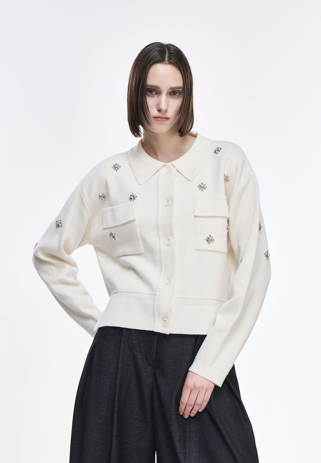 CELESTE KNIT COLLARED JACKET