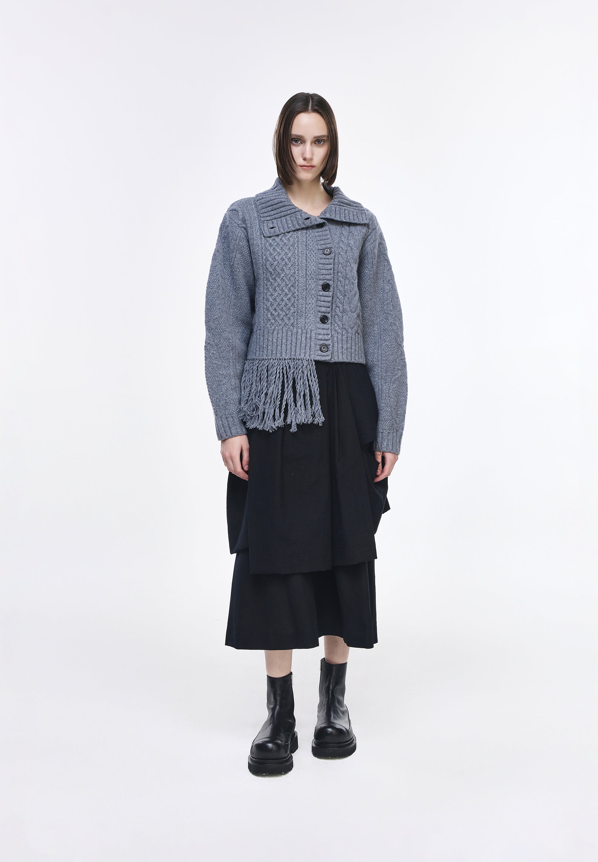 PLASTRON TURTLENECK CARDIGAN