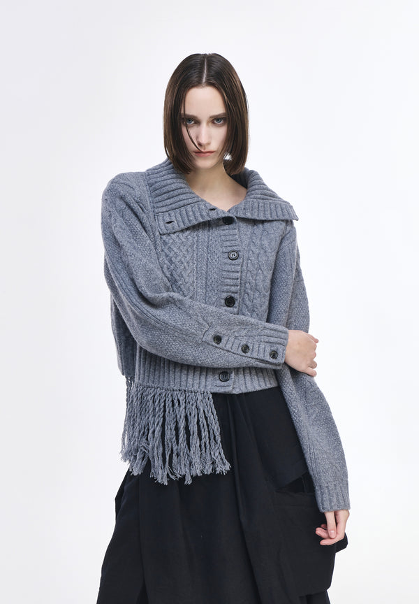 PLASTRON TURTLENECK CARDIGAN