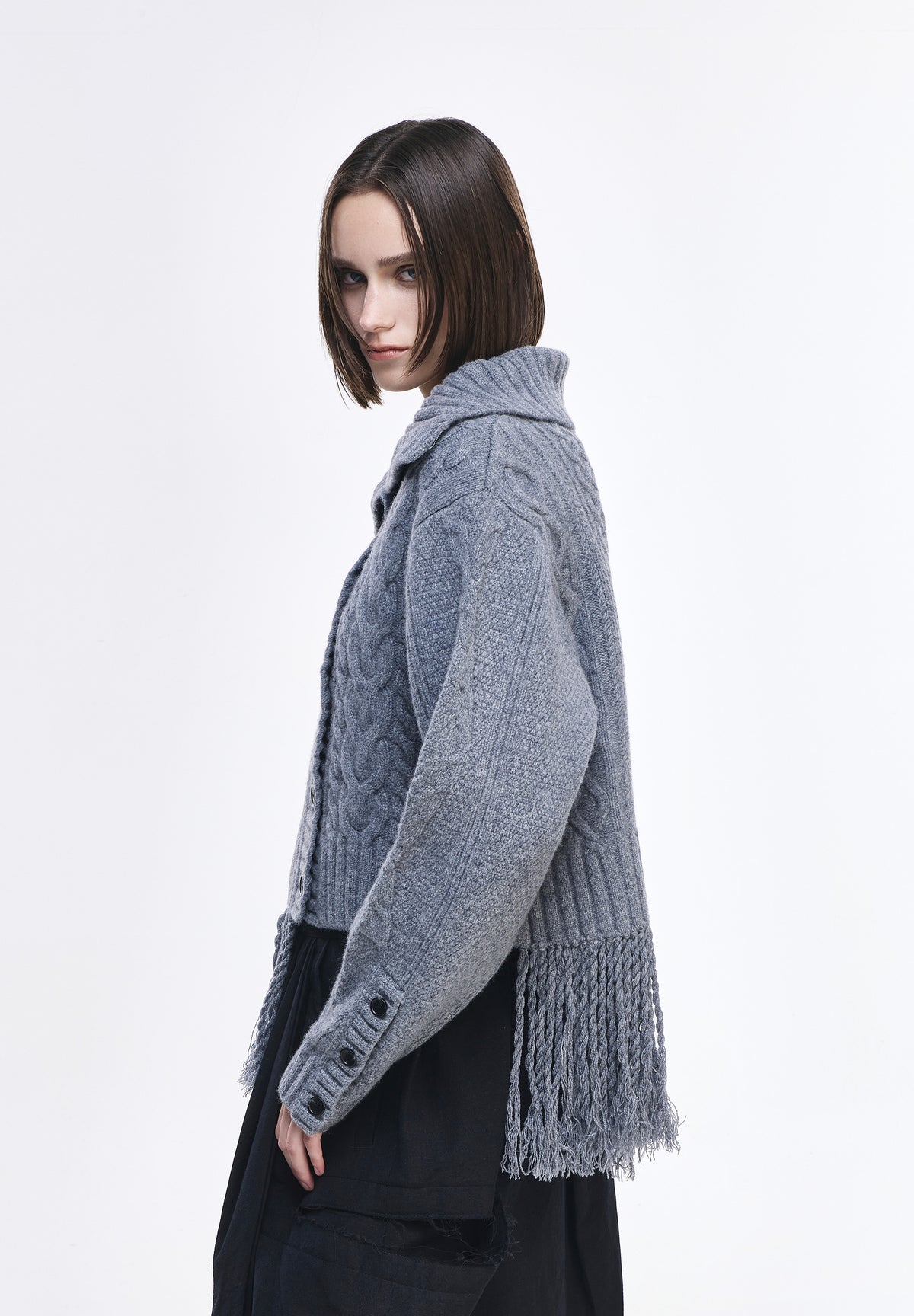 PLASTRON TURTLENECK CARDIGAN