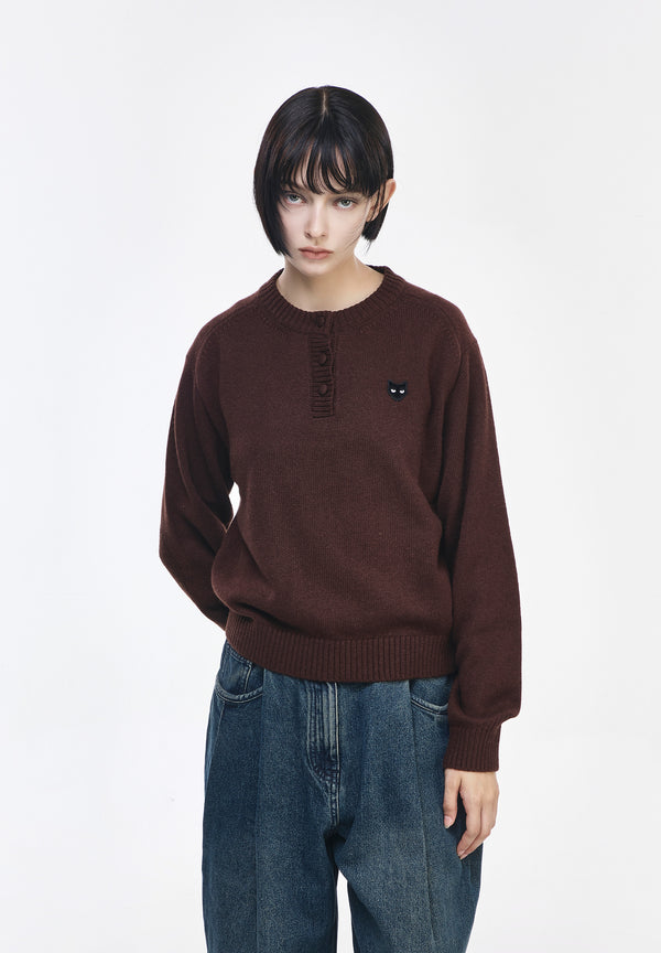 PANTHER CASHMERE BLEND HENLEY NECK