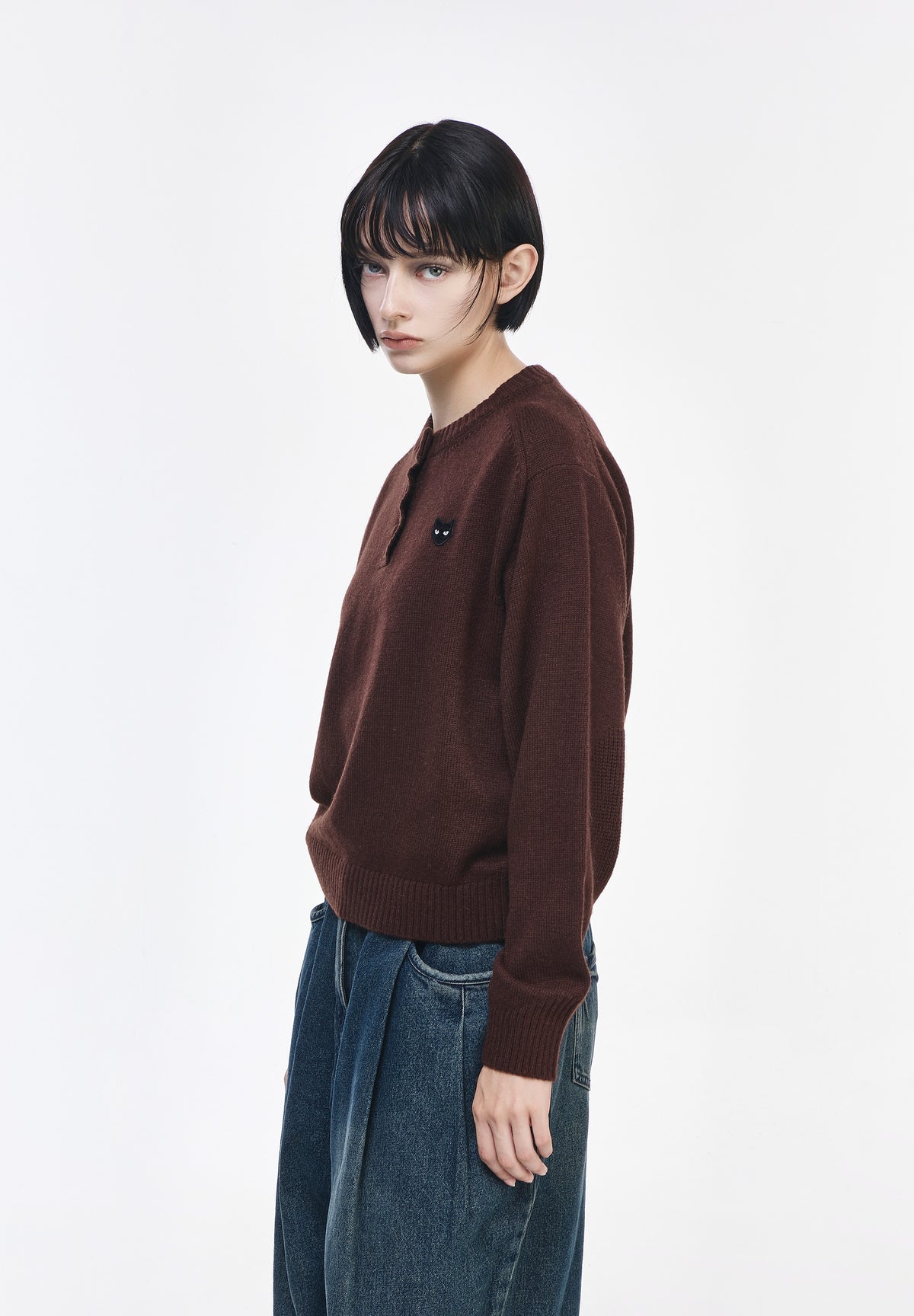 PANTHER CASHMERE BLEND HENLEY NECK