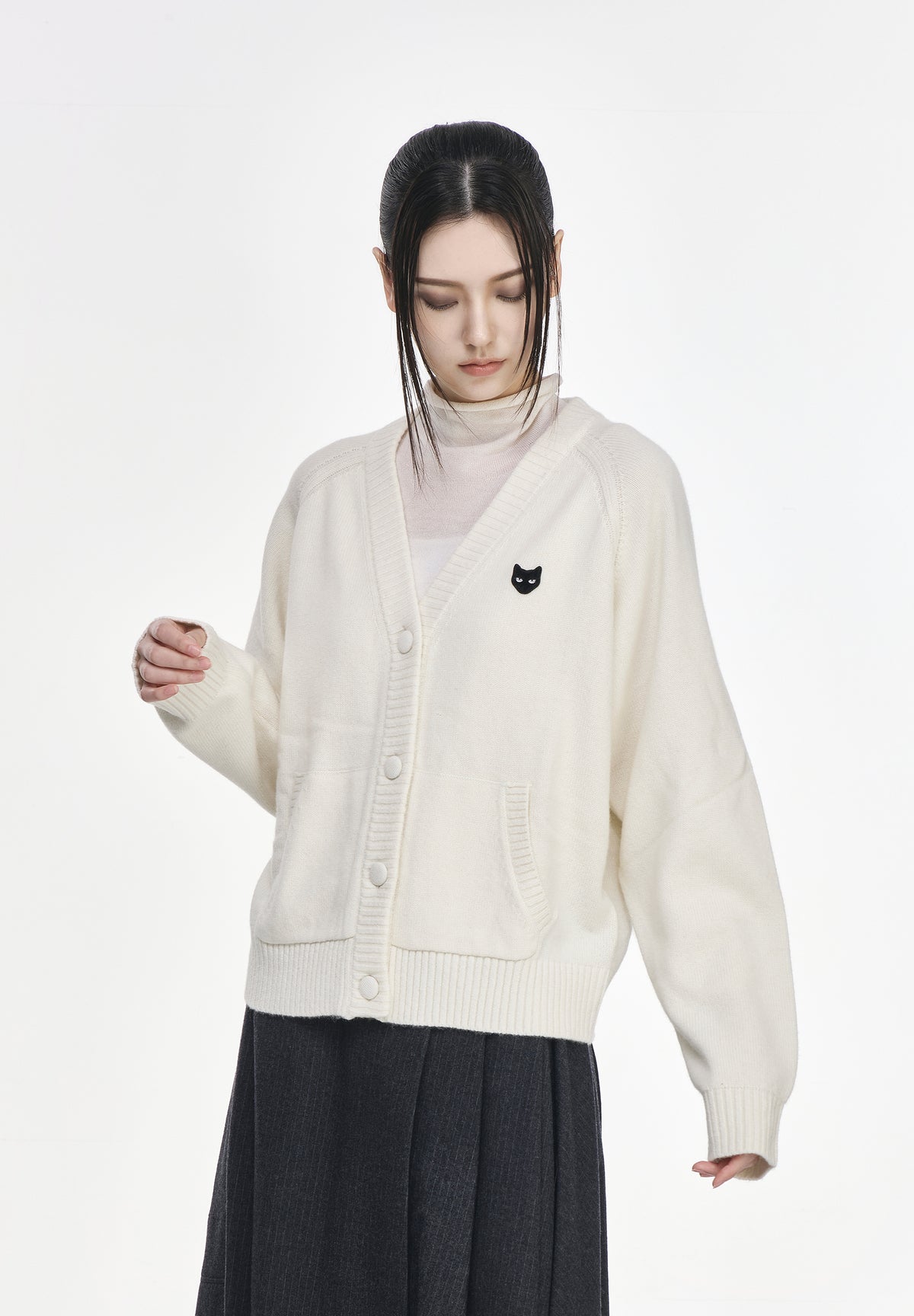 ZZERO PANTHER CASHMERE BLEND CARDIGAN