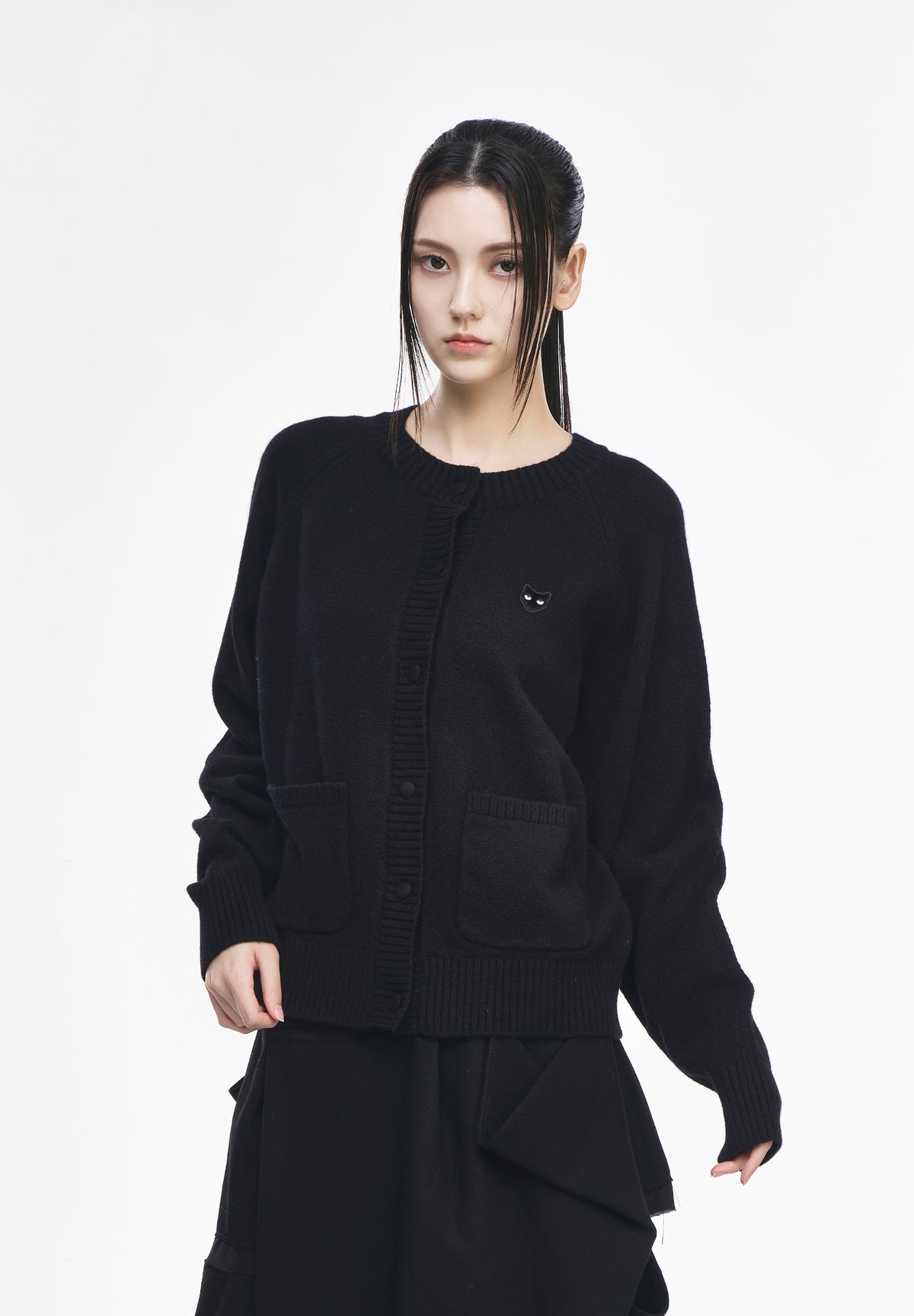 ZZERO PANTHER CASHMERE BLEND ROUNDNECK CARDIGAN