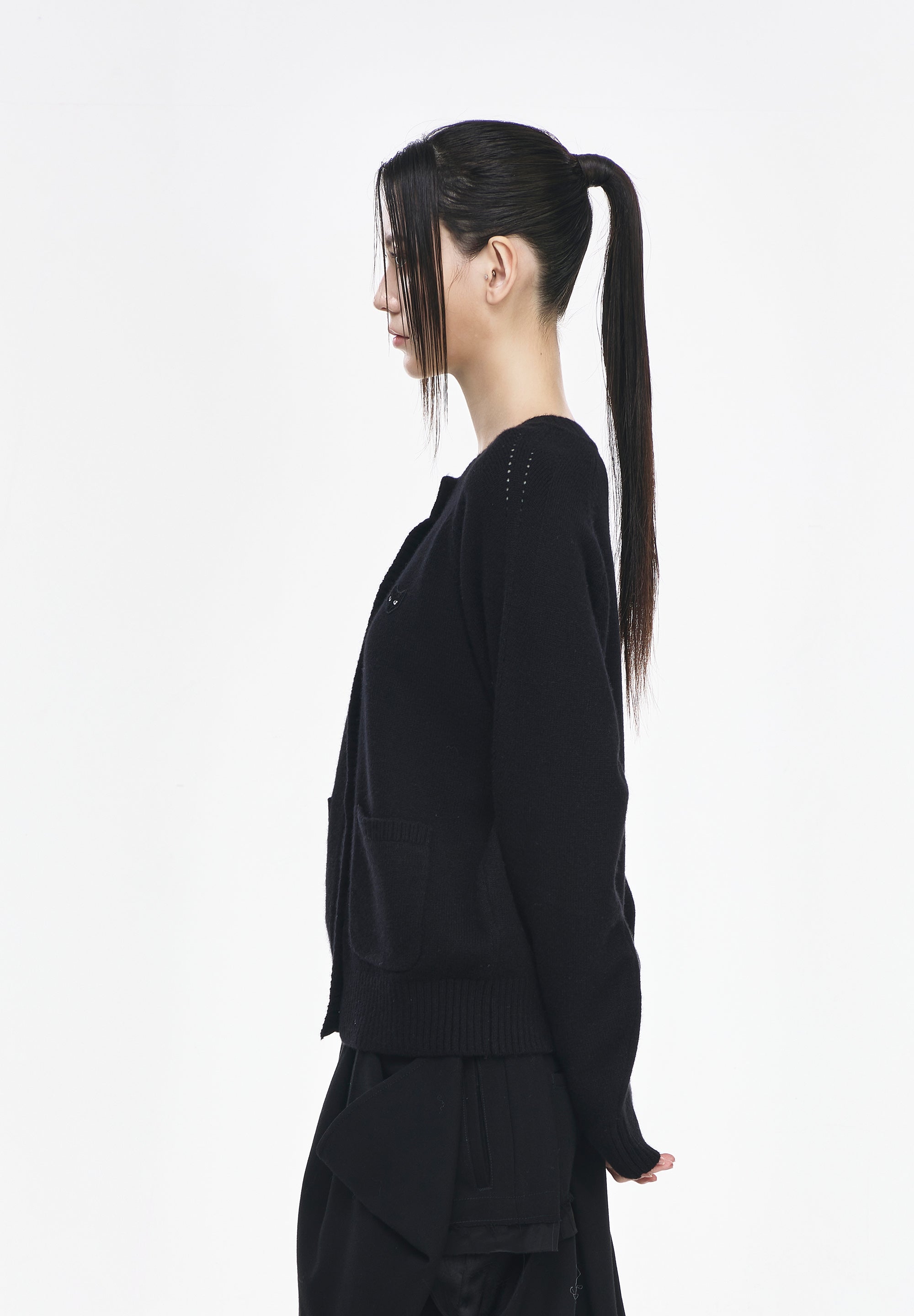 PANTHER CASHMERE BLEND ROUNDNECK CARDIGAN