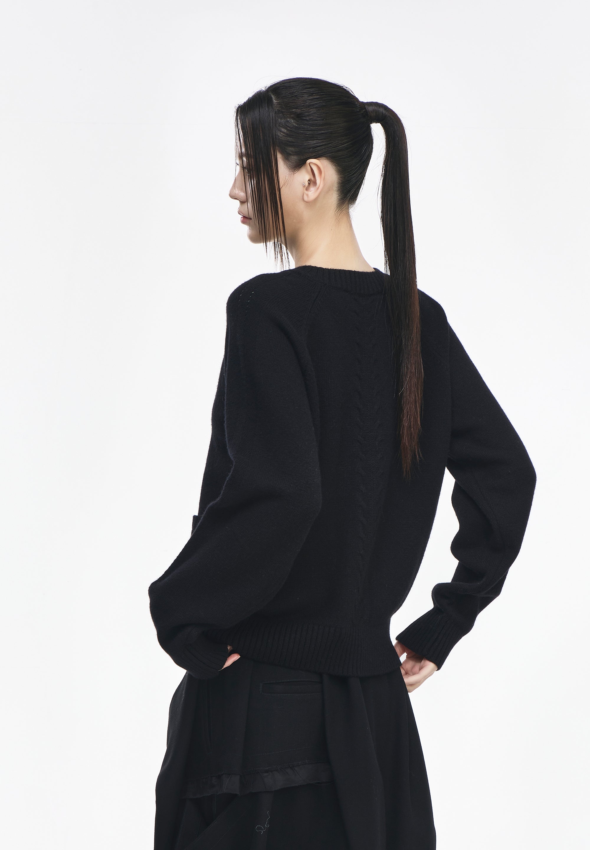 PANTHER CASHMERE BLEND ROUNDNECK CARDIGAN