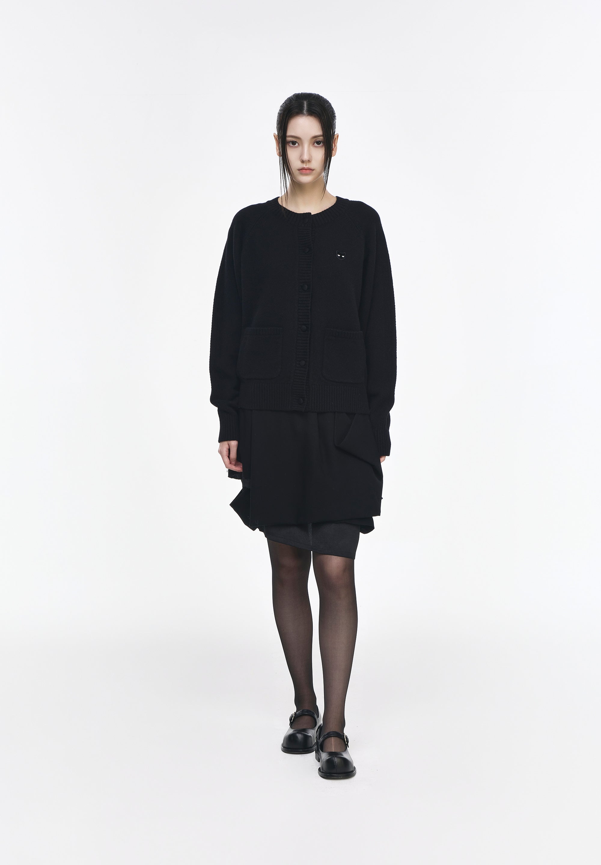PANTHER CASHMERE BLEND ROUNDNECK CARDIGAN