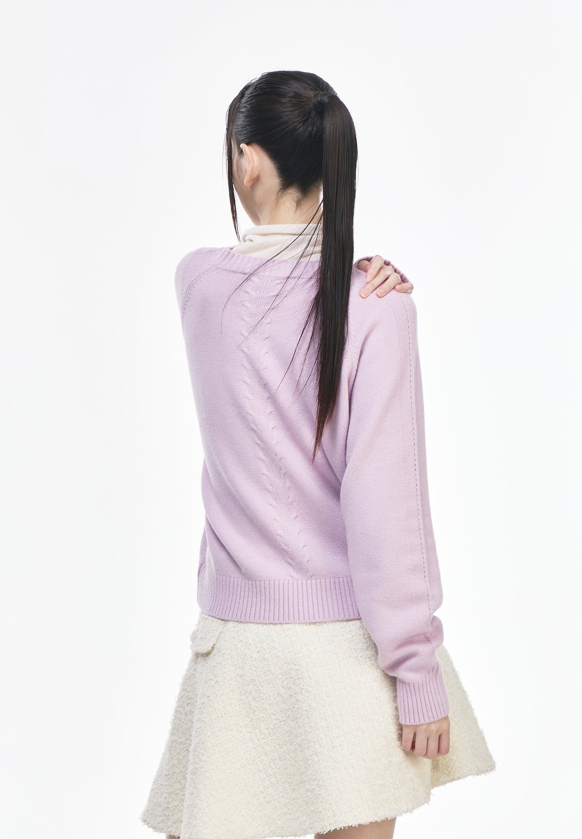 PANTHER CASHMERE BLEND ROUNDNECK CARDIGAN