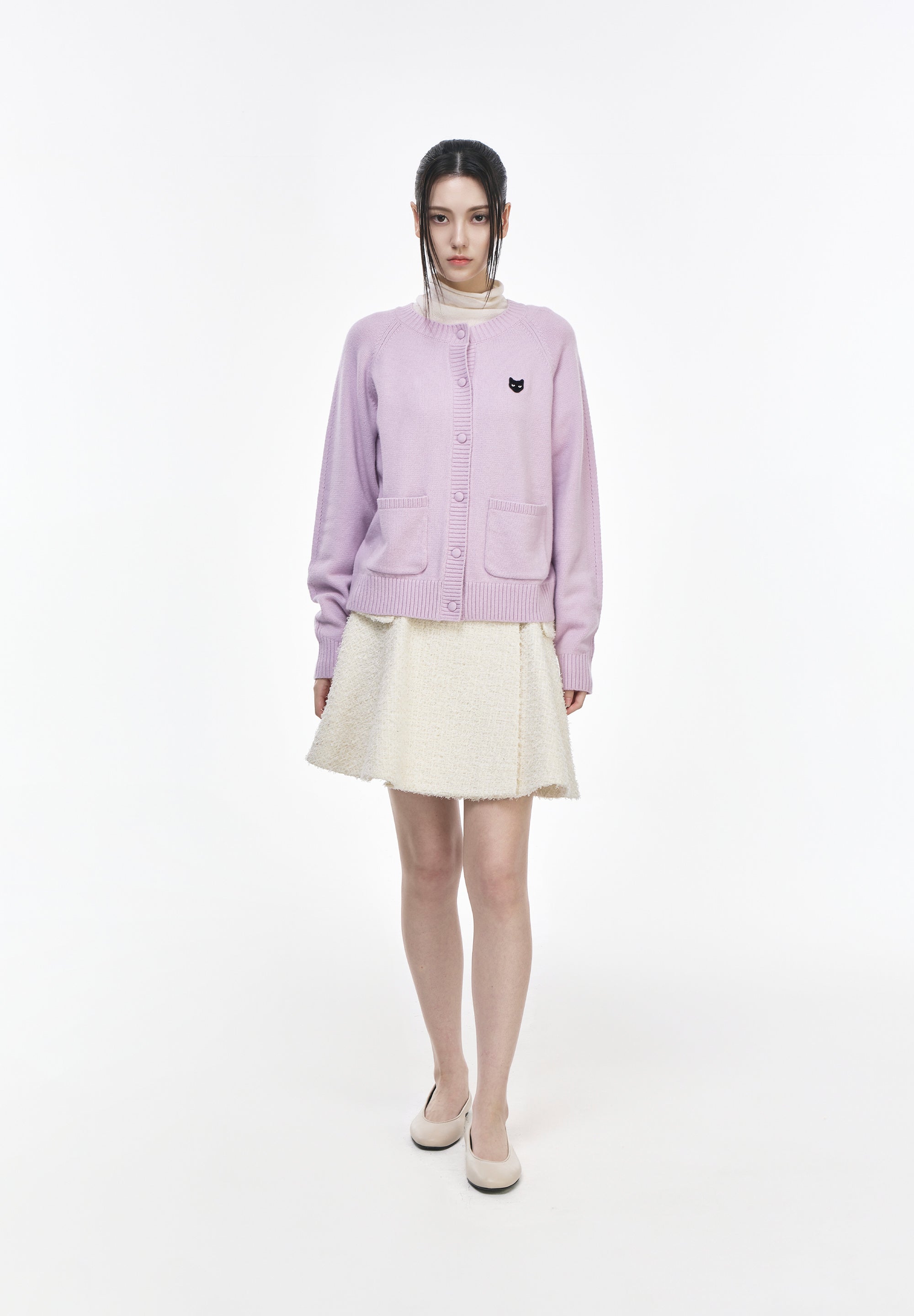 PANTHER CASHMERE BLEND ROUNDNECK CARDIGAN