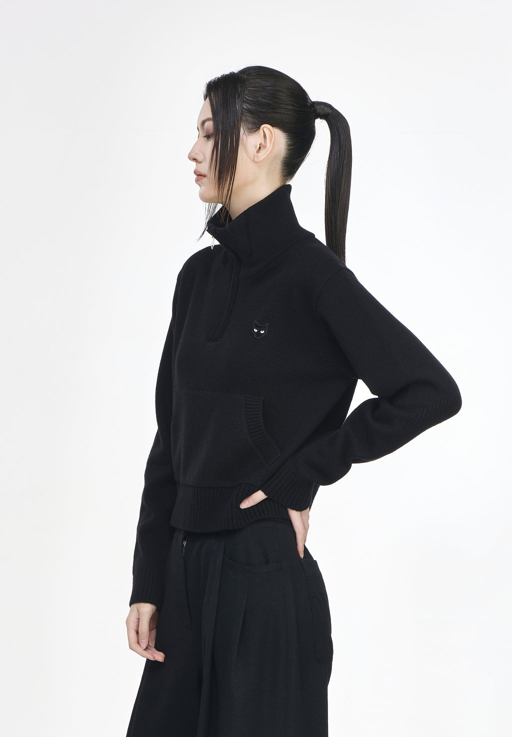 ZZERO PANTHER CASHMERE BLEND HALF ZIP UP