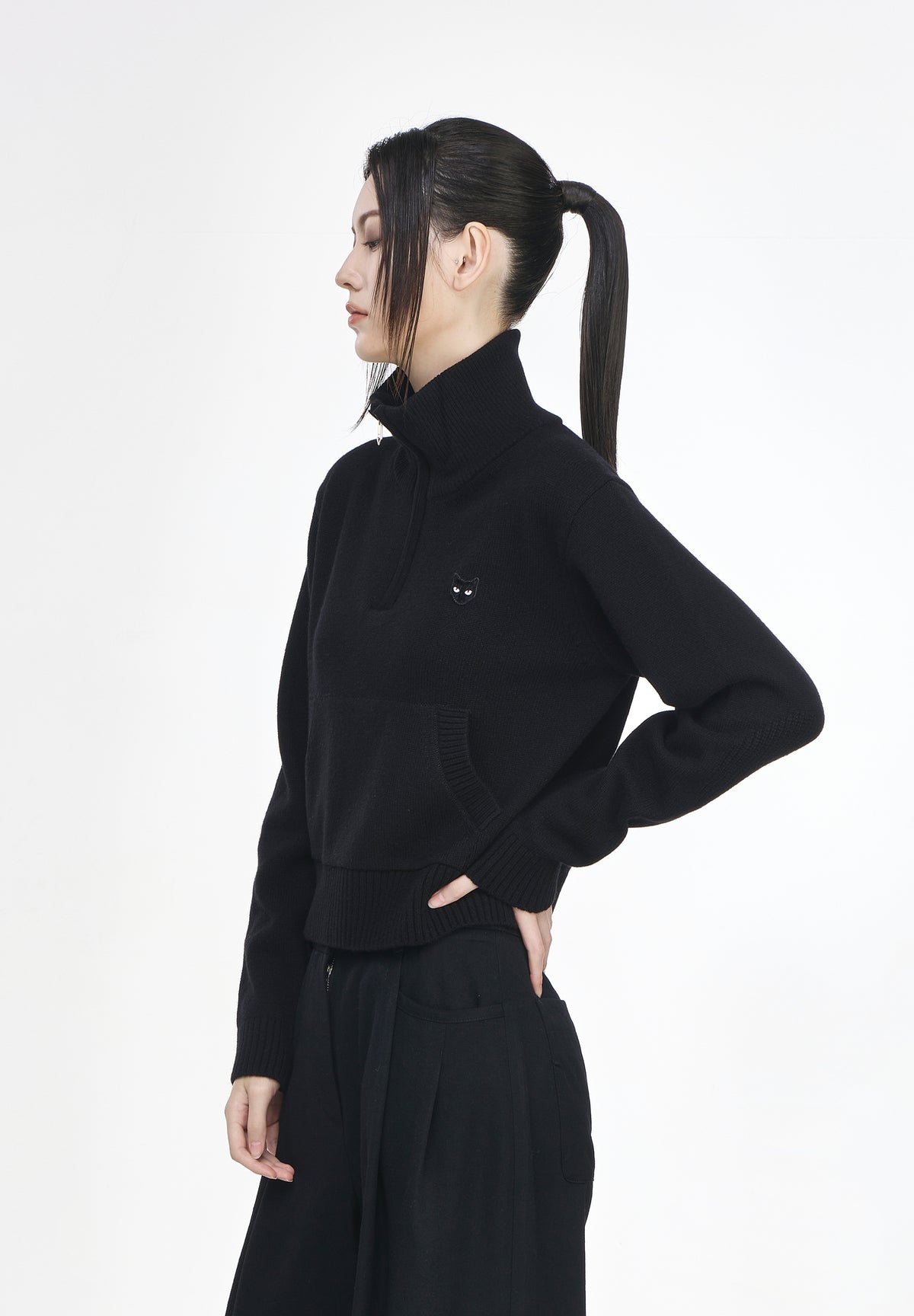 ZZERO PANTHER CASHMERE BLEND HALF ZIP UP