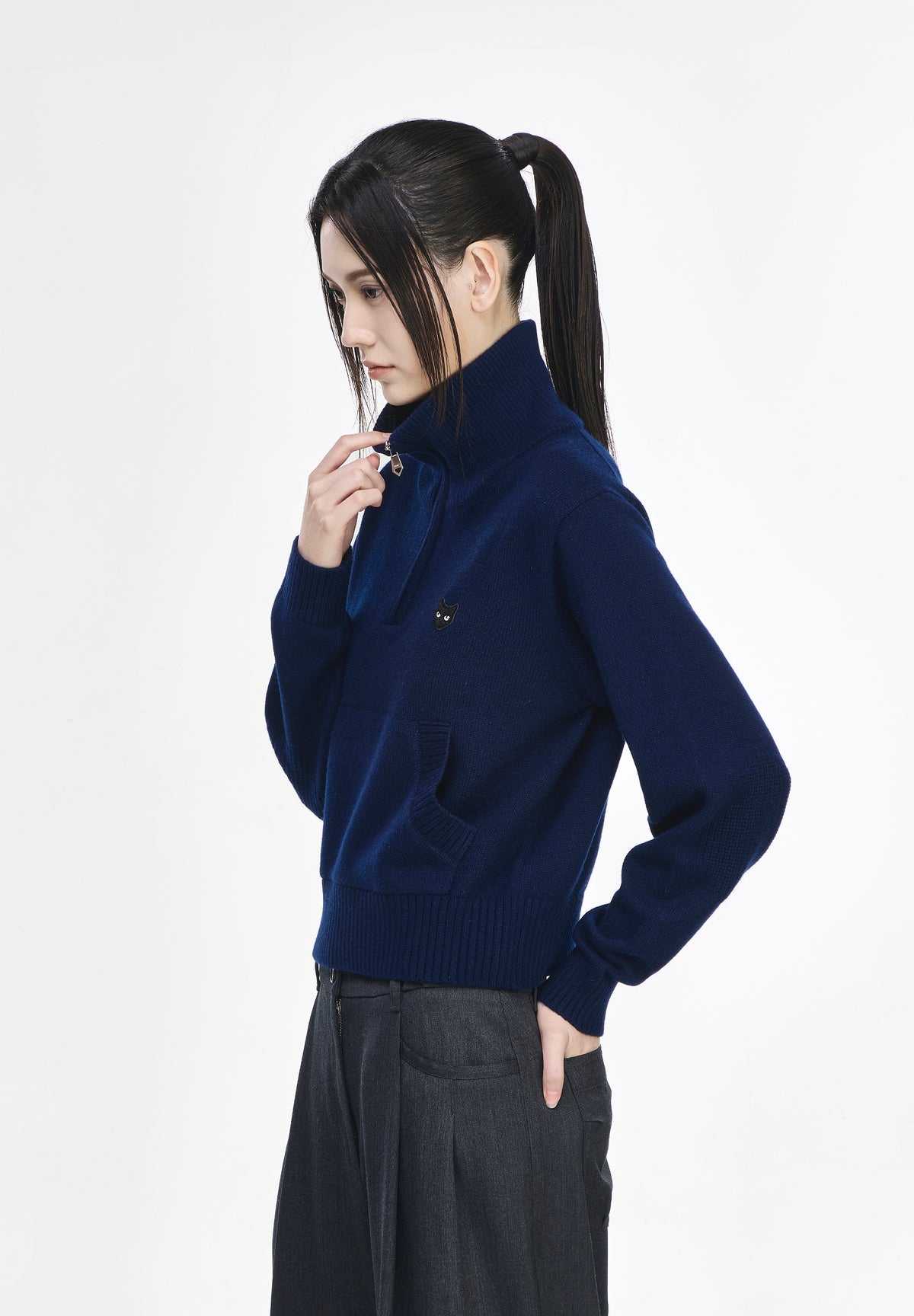ZZERO PANTHER CASHMERE BLEND HALF ZIP UP