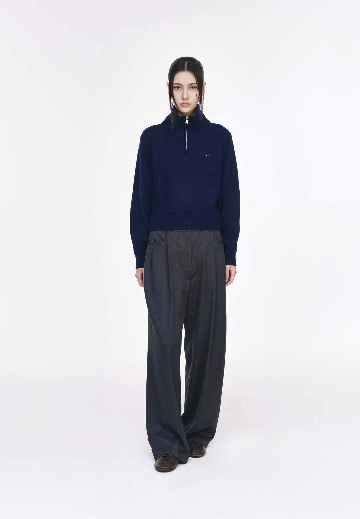ZZERO PANTHER CASHMERE BLEND HALF ZIP UP