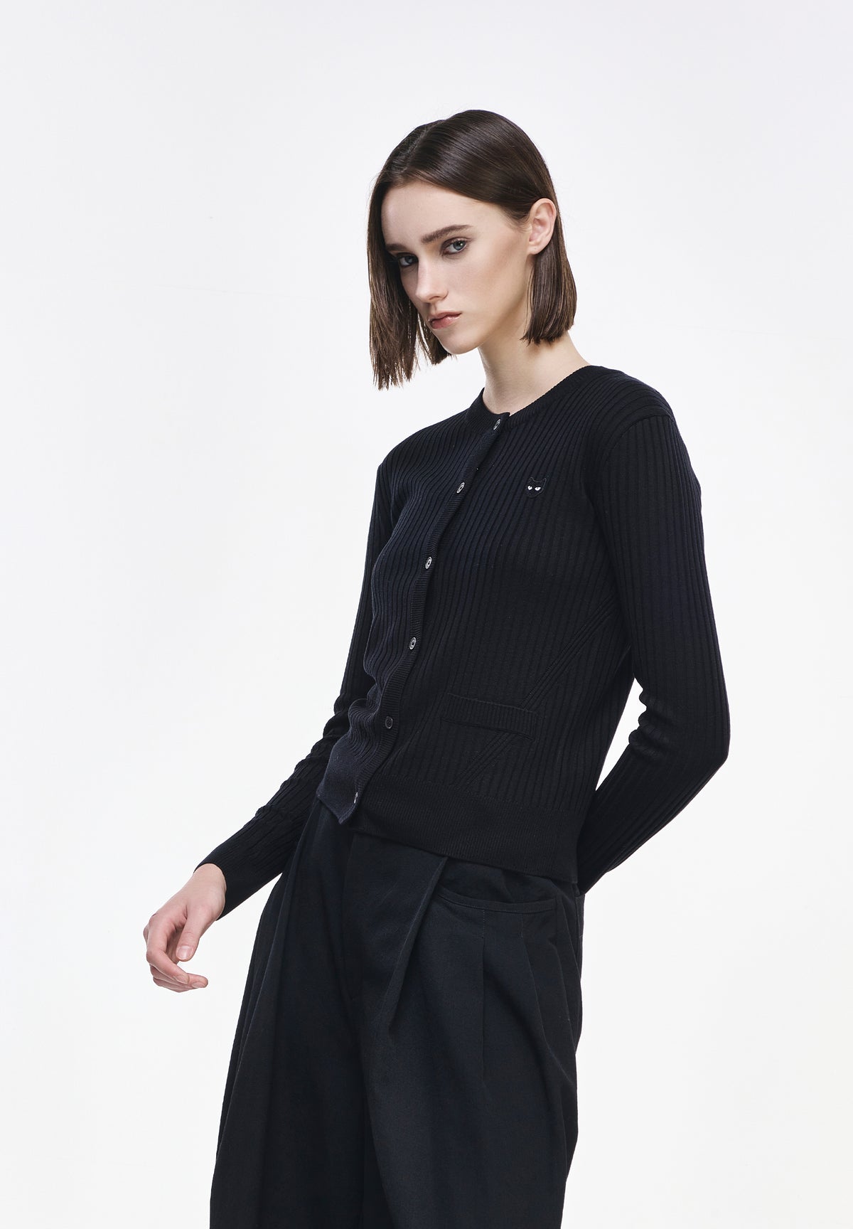 PANTHER RIBBED ROUNDNECK CARDIGAN