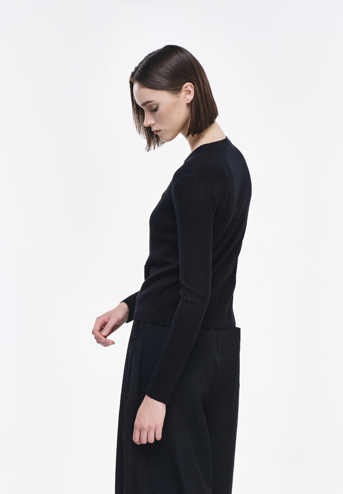 PANTHER RIBBED ROUNDNECK CARDIGAN