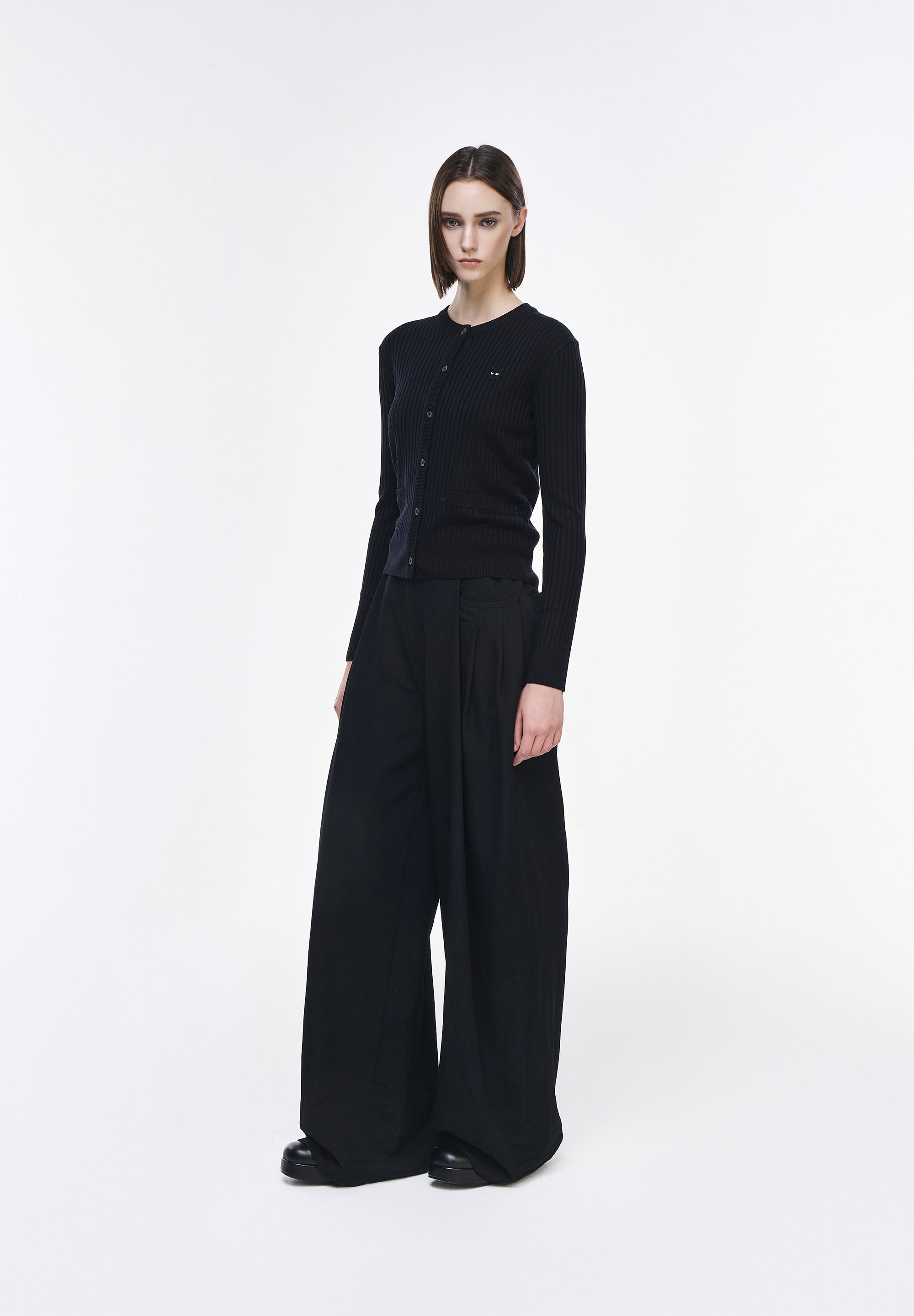 PANTHER RIBBED ROUNDNECK CARDIGAN