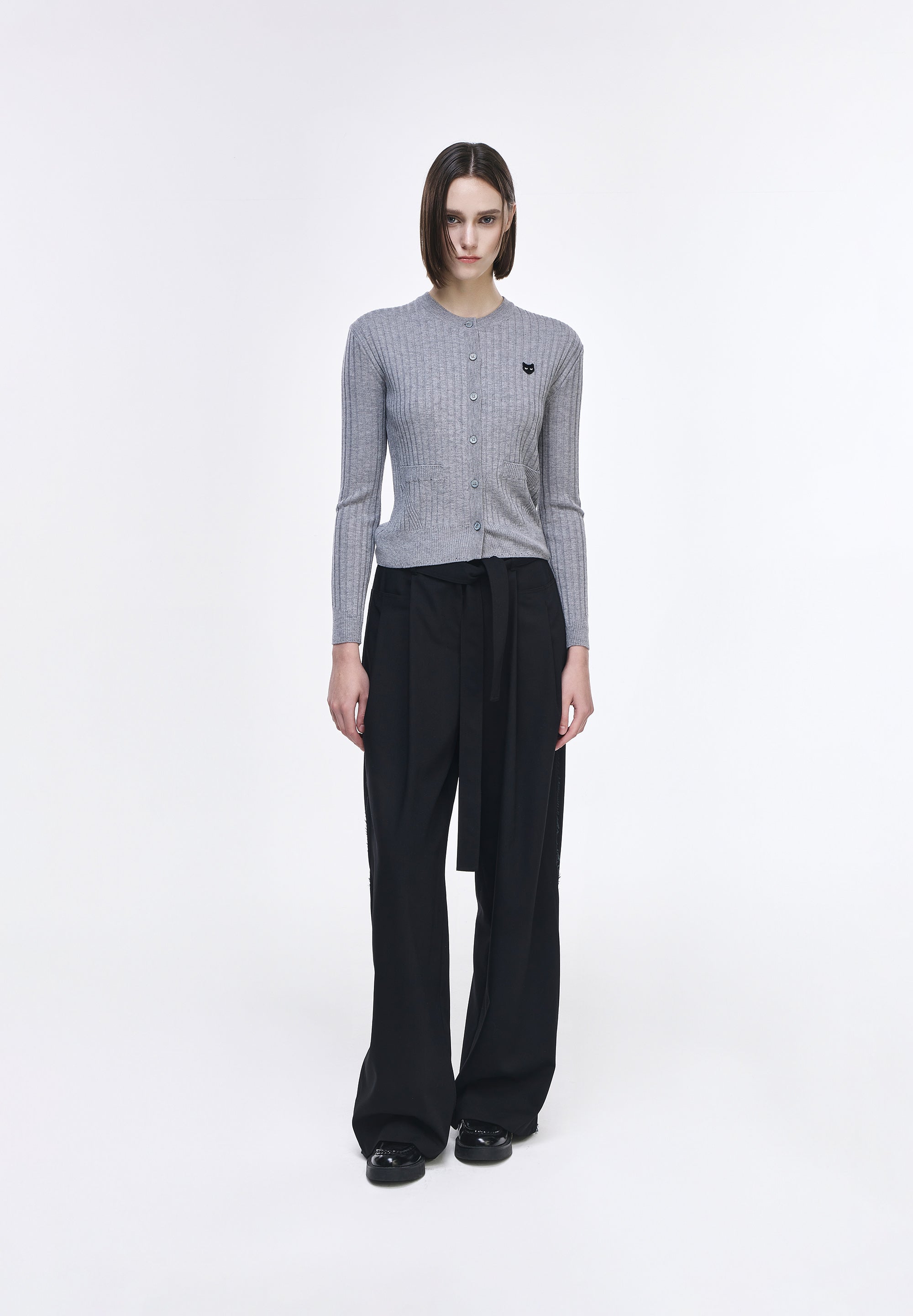 PANTHER RIBBED ROUNDNECK CARDIGAN