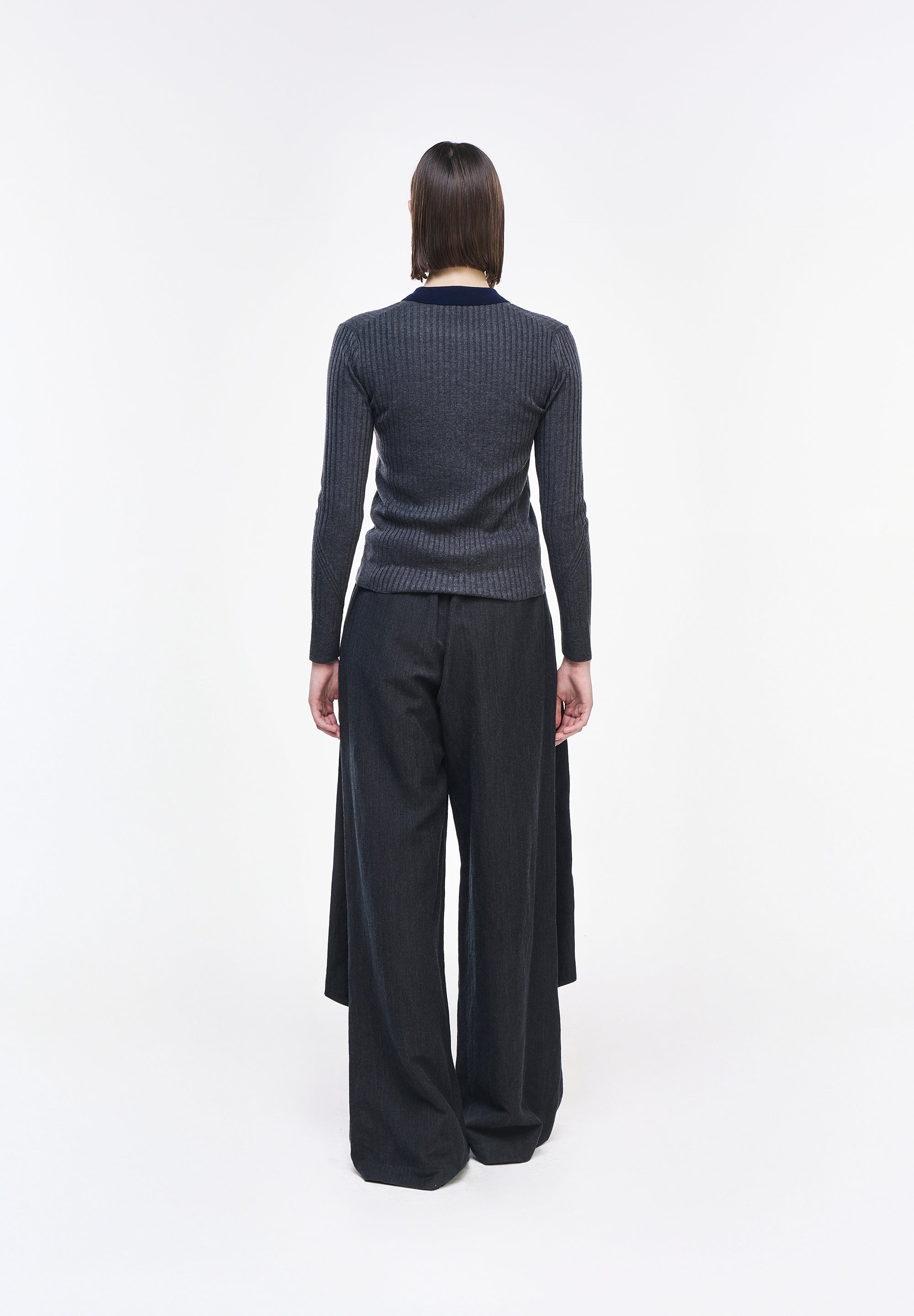 PANTHER RIBBED COLLARED KNIT