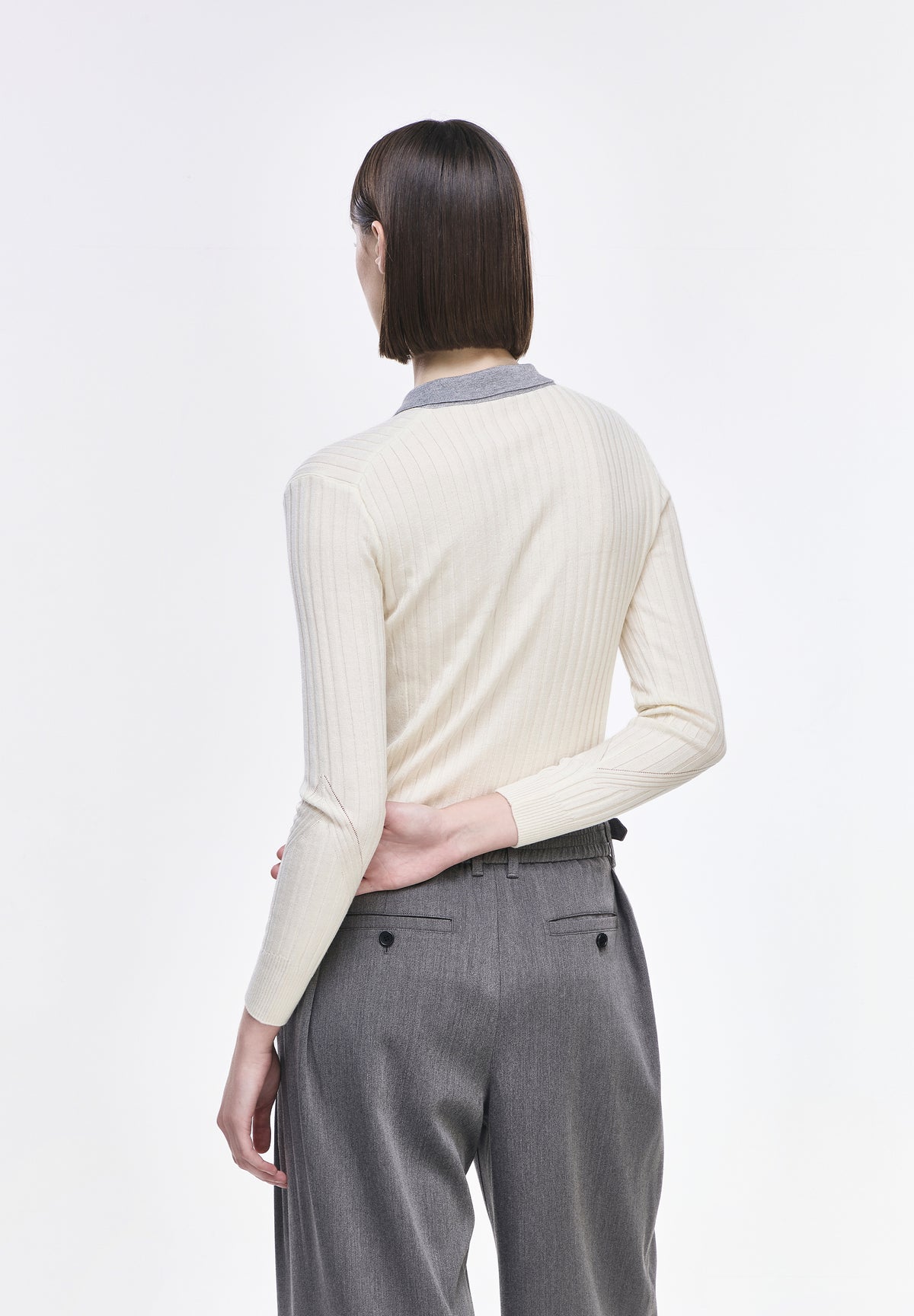 PANTHER RIBBED COLLARED KNIT